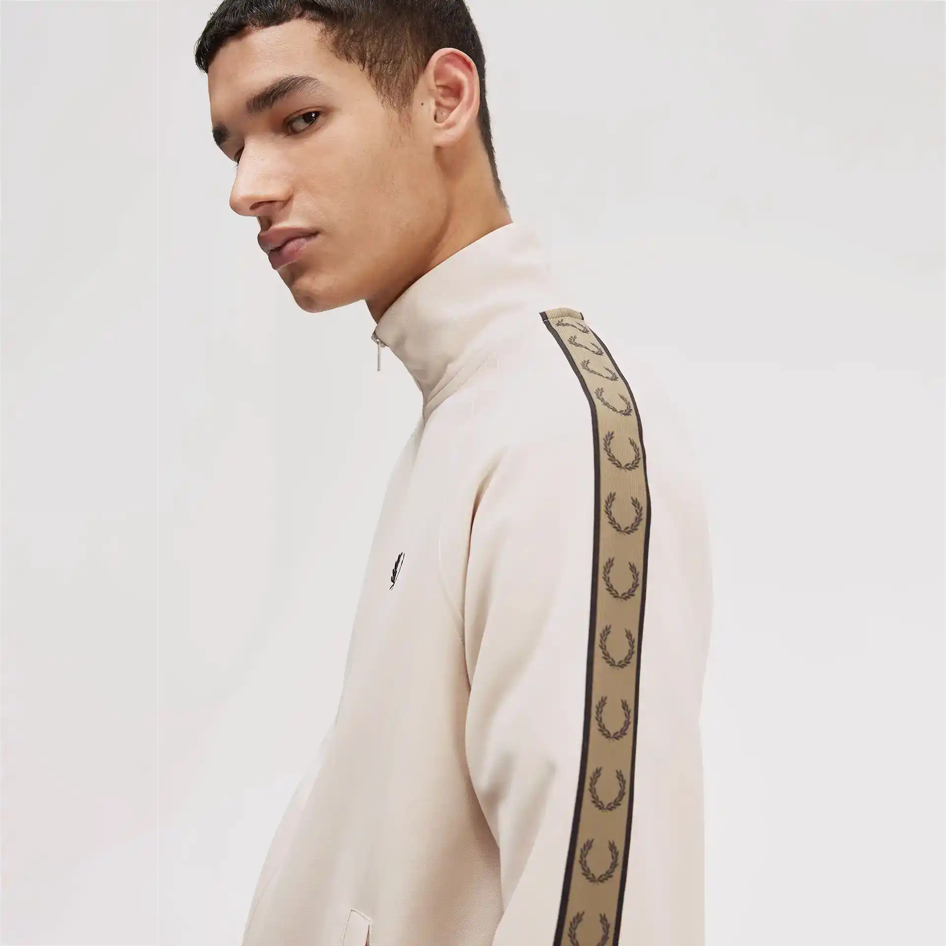 Fred Perry Contrast Taped Track Jacket Oatmeal/Shaded Stone