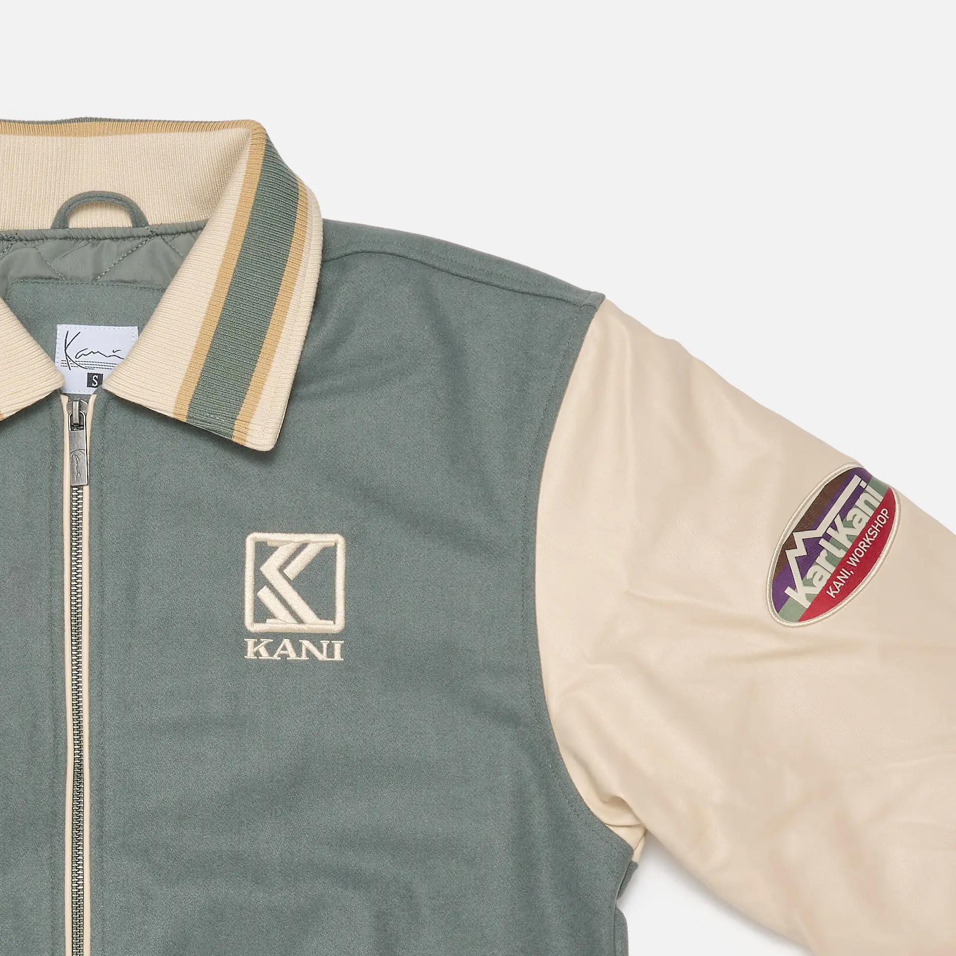 Karl Kani OG Block College Jacket Dusty Green/Off White