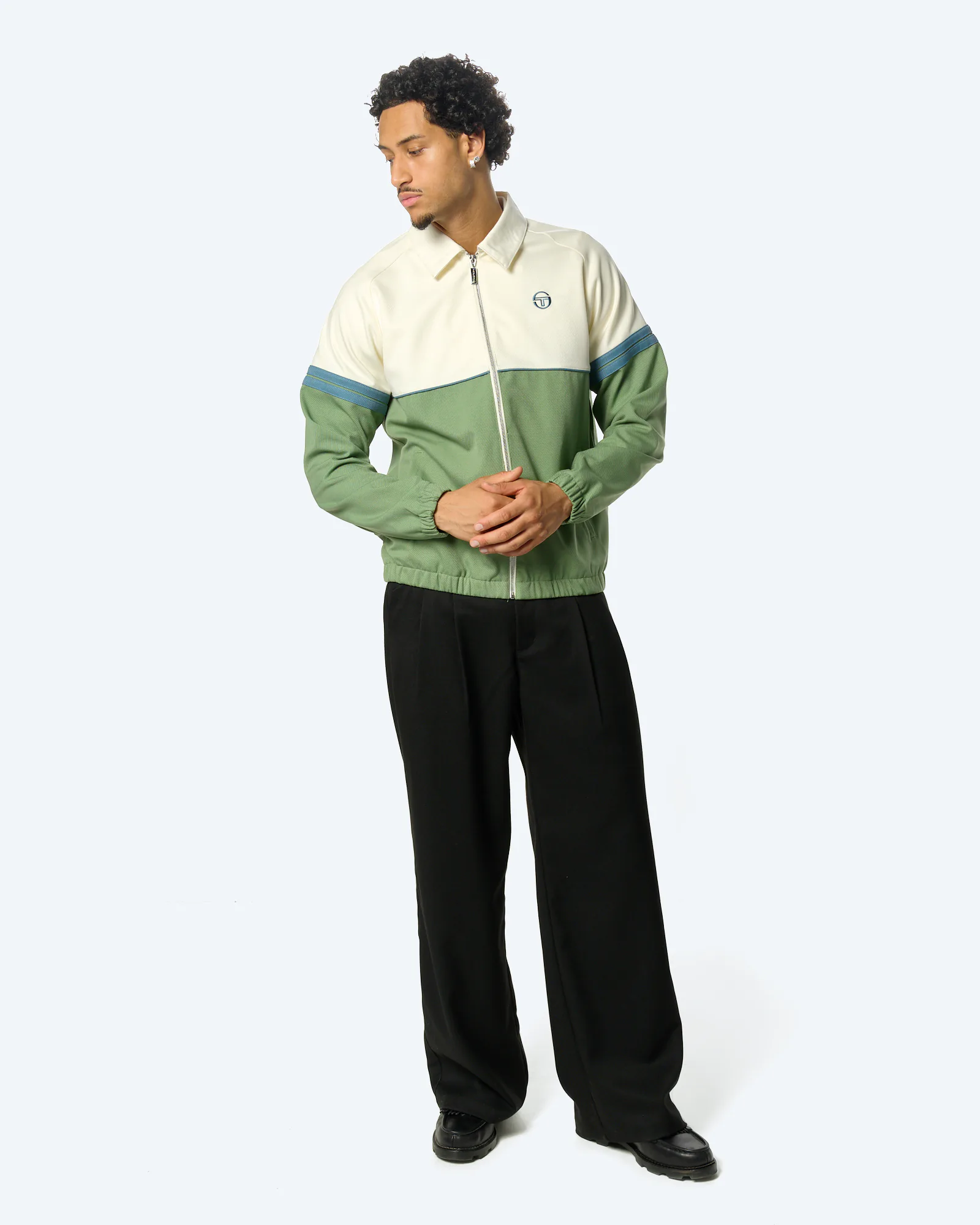 Orion Tencel Track Jacket Iceberg Green/Gardenia