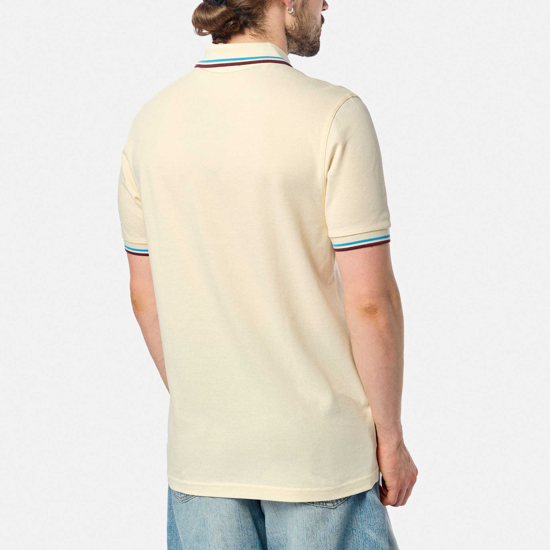 Fred Perry Twin Tipped Polo Shirt Ecru/Court Blue/Oxblood