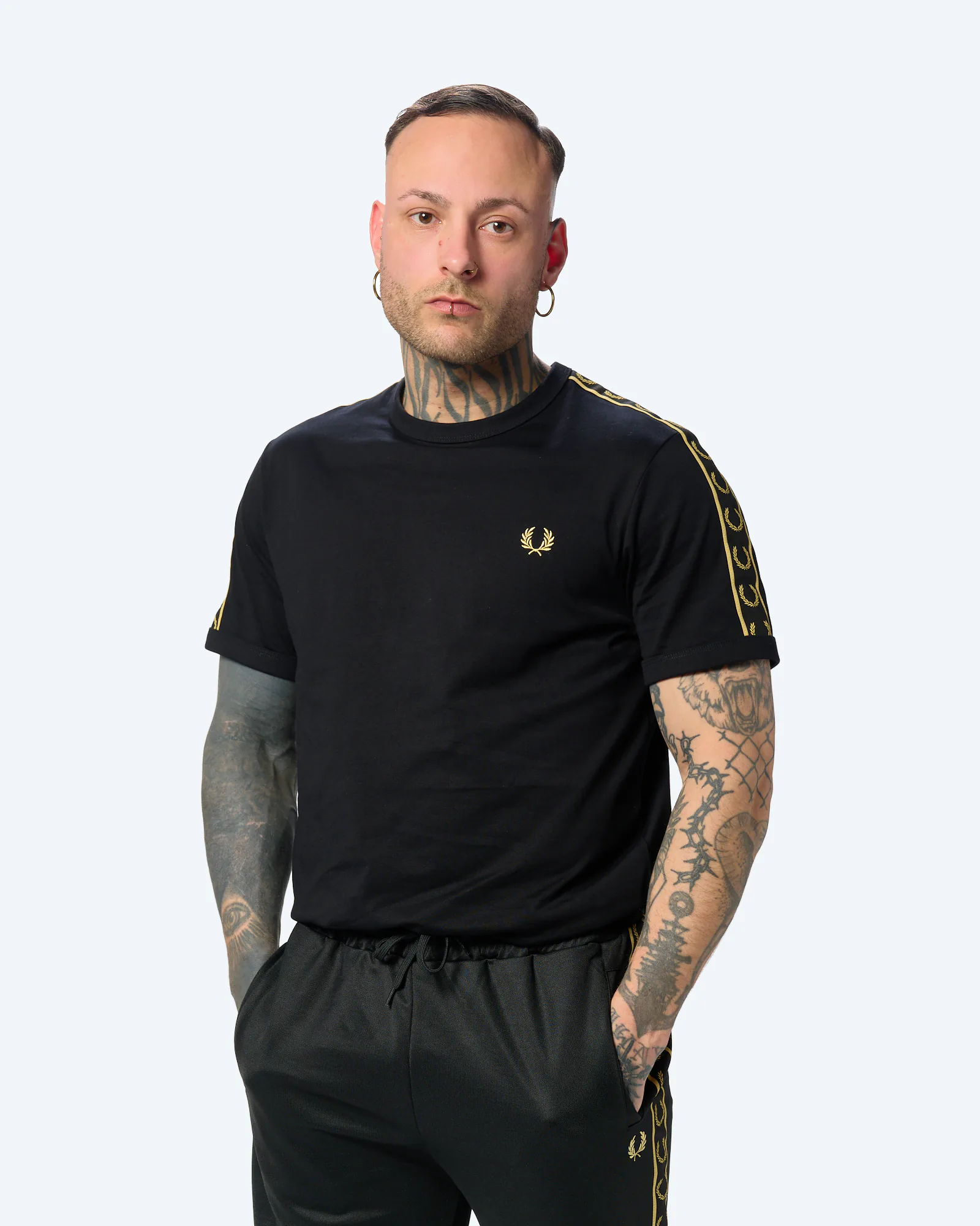 Fred Perry Contrast Tape Ringer T-Shirt Black/Champagne