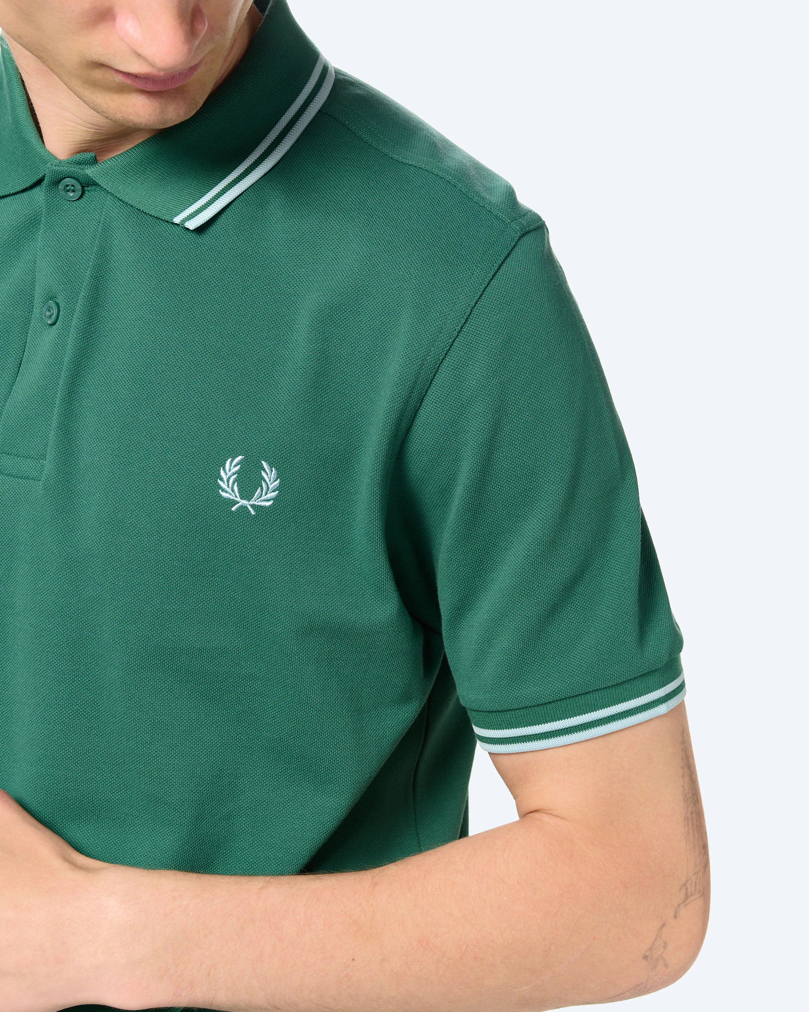 Fred Perry Twin Tipped Polo Shirt Sport Green/Light Ice/Light Ice