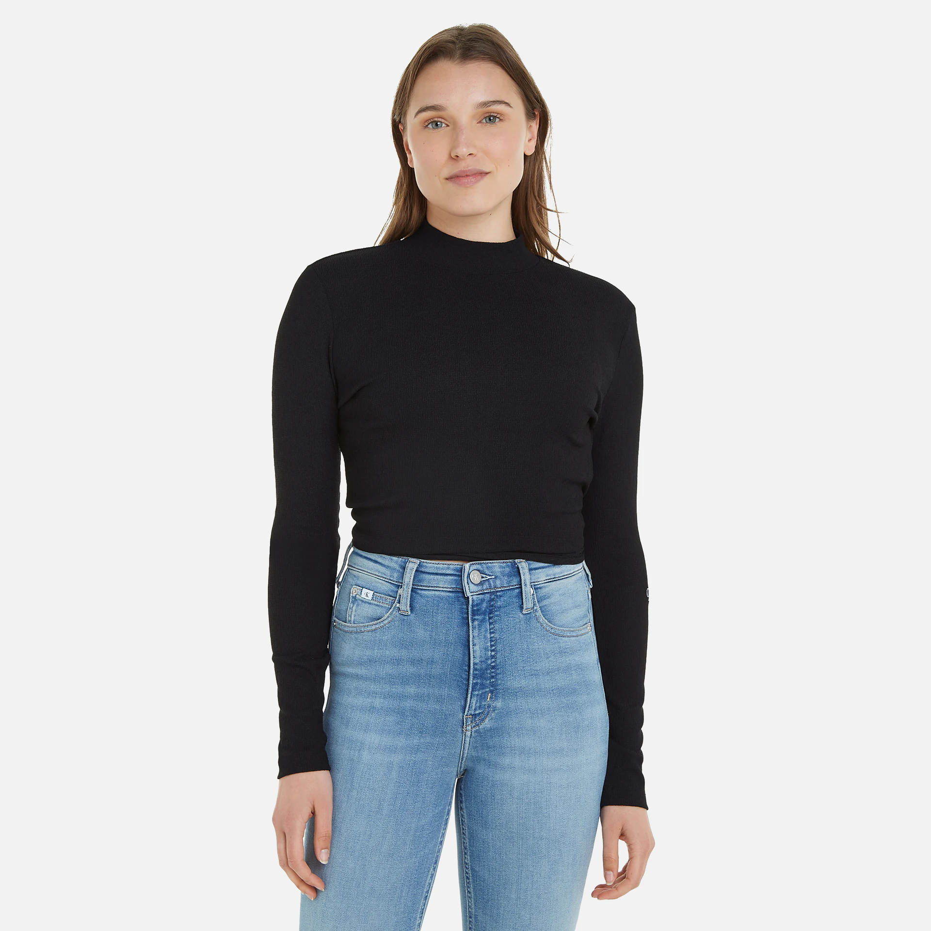 Calvin Klein Jeans Back Split Wrap Longsleeve Top Black