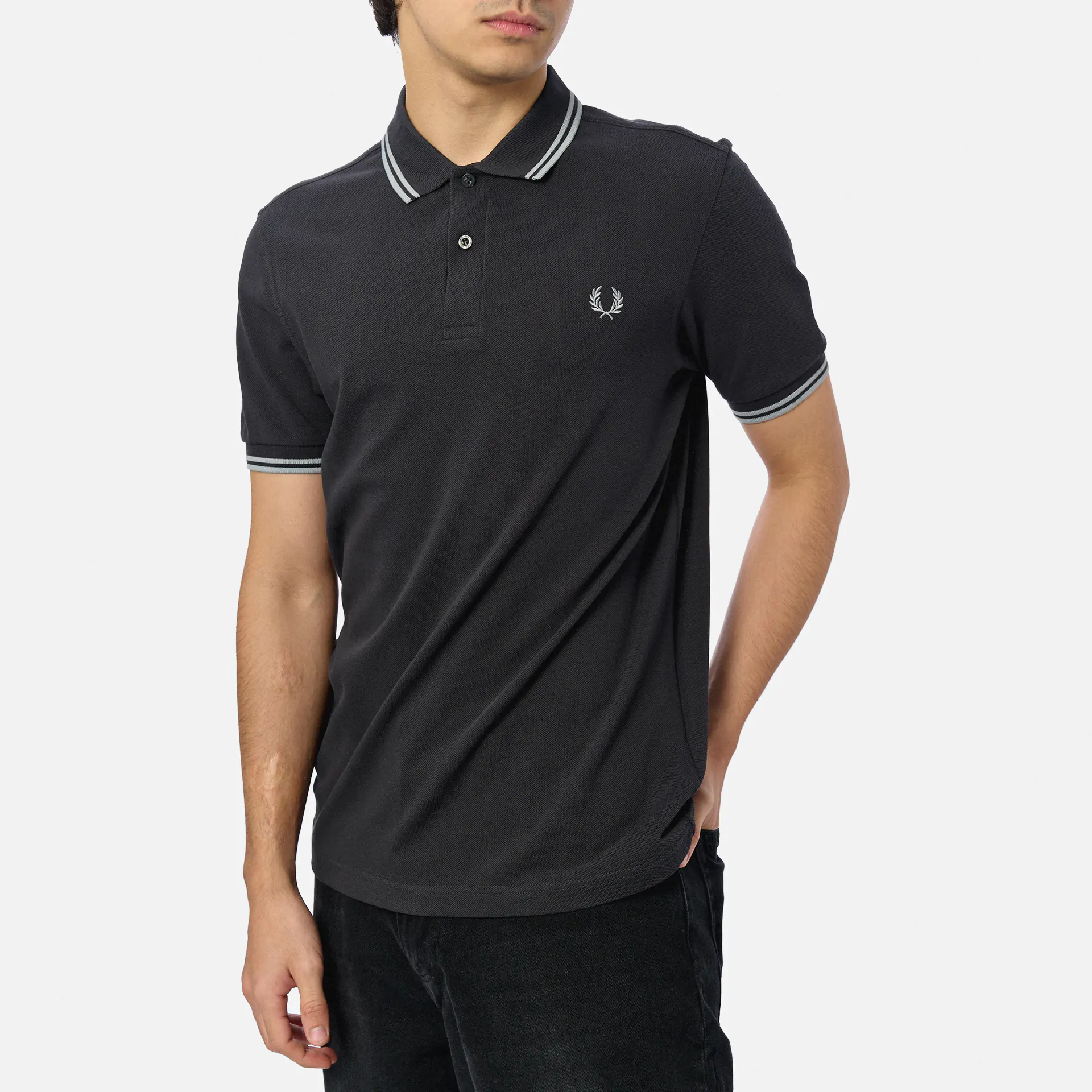 Fred Perry Twin Tipped Polo Shirt Anchor Grey/Limestone Fred Perry Twin Tipped Polo Shirt Anchor Grey/Limestone