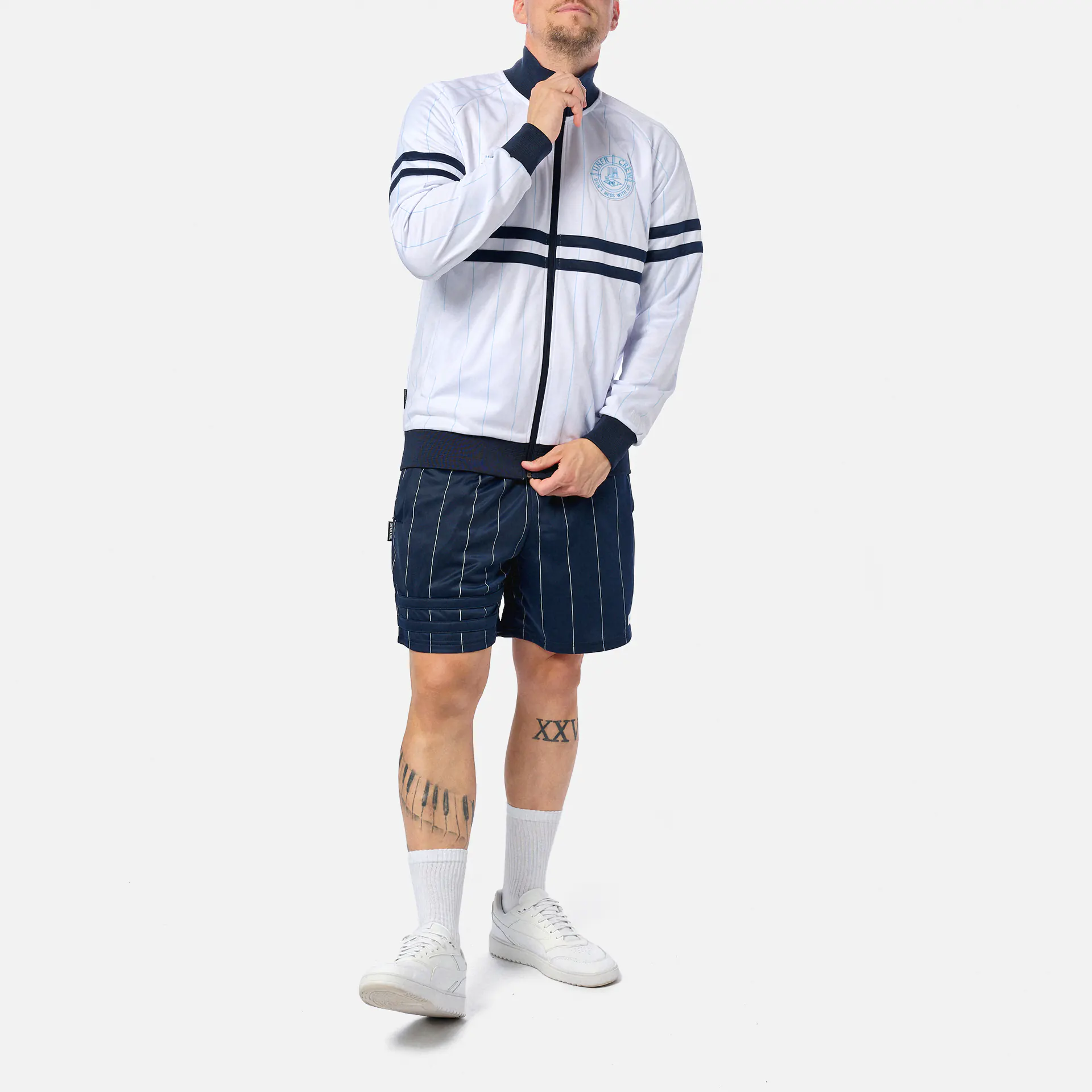 Unfair Athletics DMWU Tracktop Pinstripes White/Navy