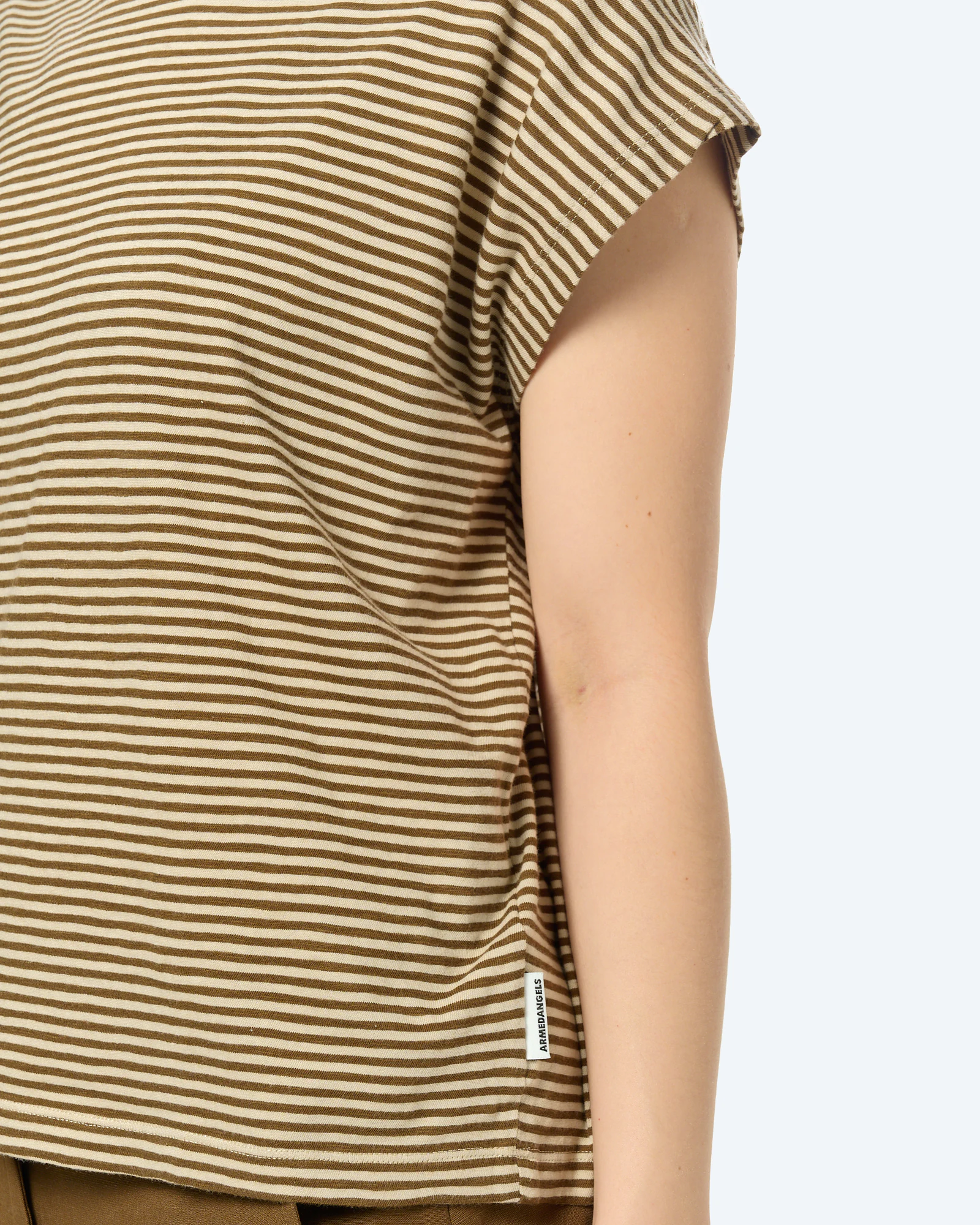 SLUB JERSEY STRIPE T-SHIRT Sand Stone-Dried Palm