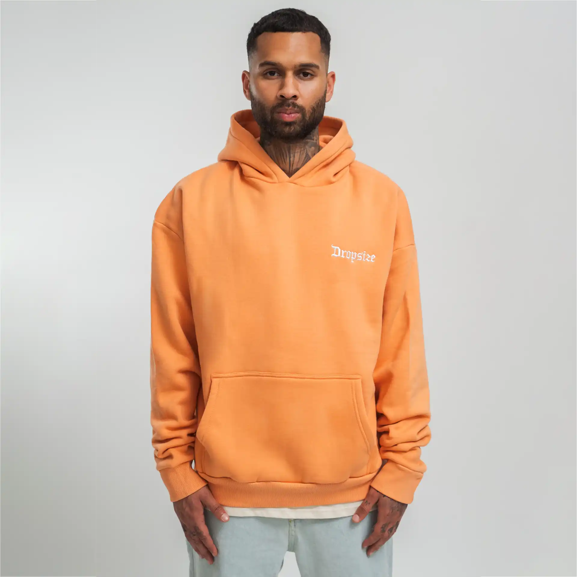 Dropsize Heavy Oversize Embo Hoodie Coral