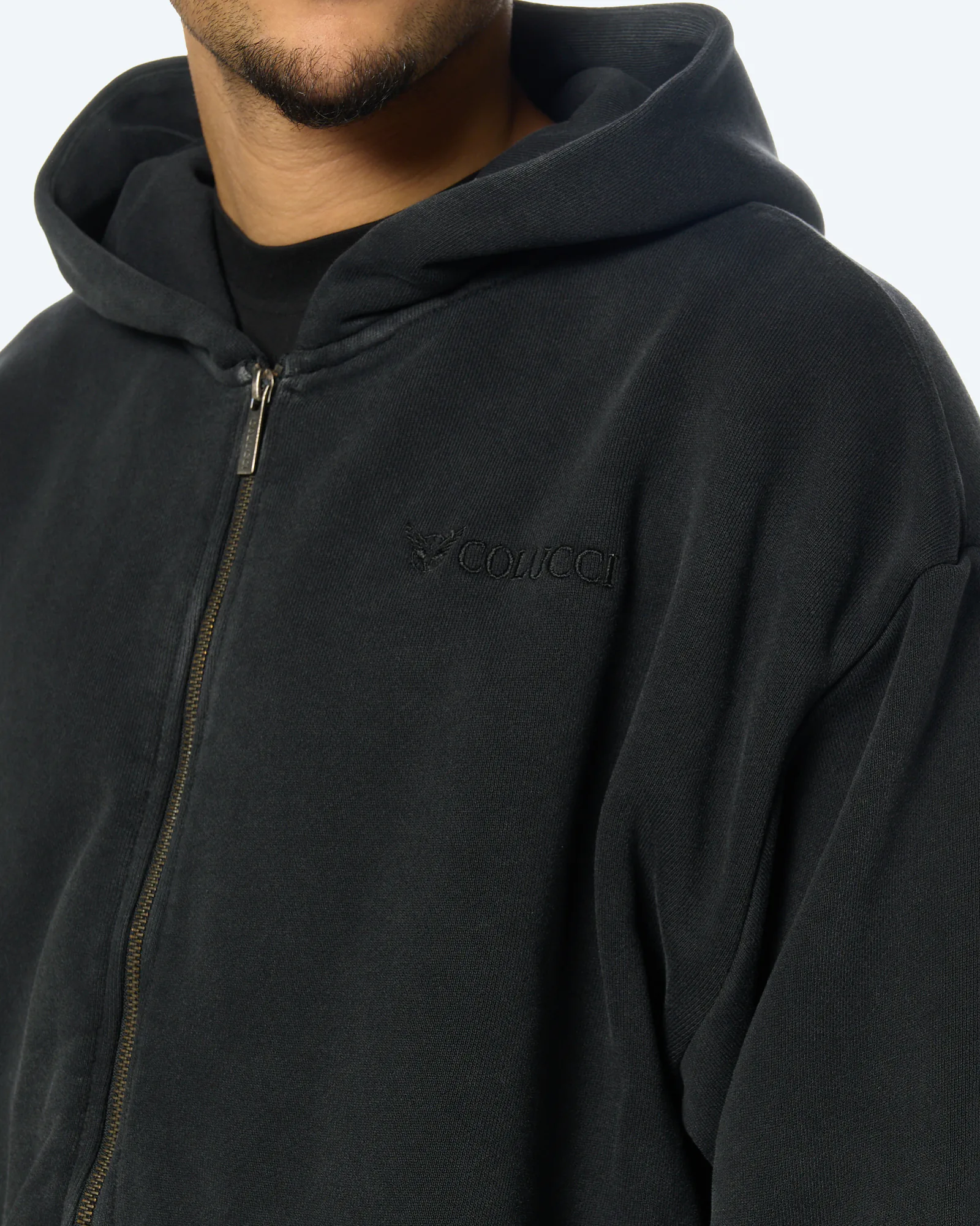 Washed Ikarus Zip Hoodie Black