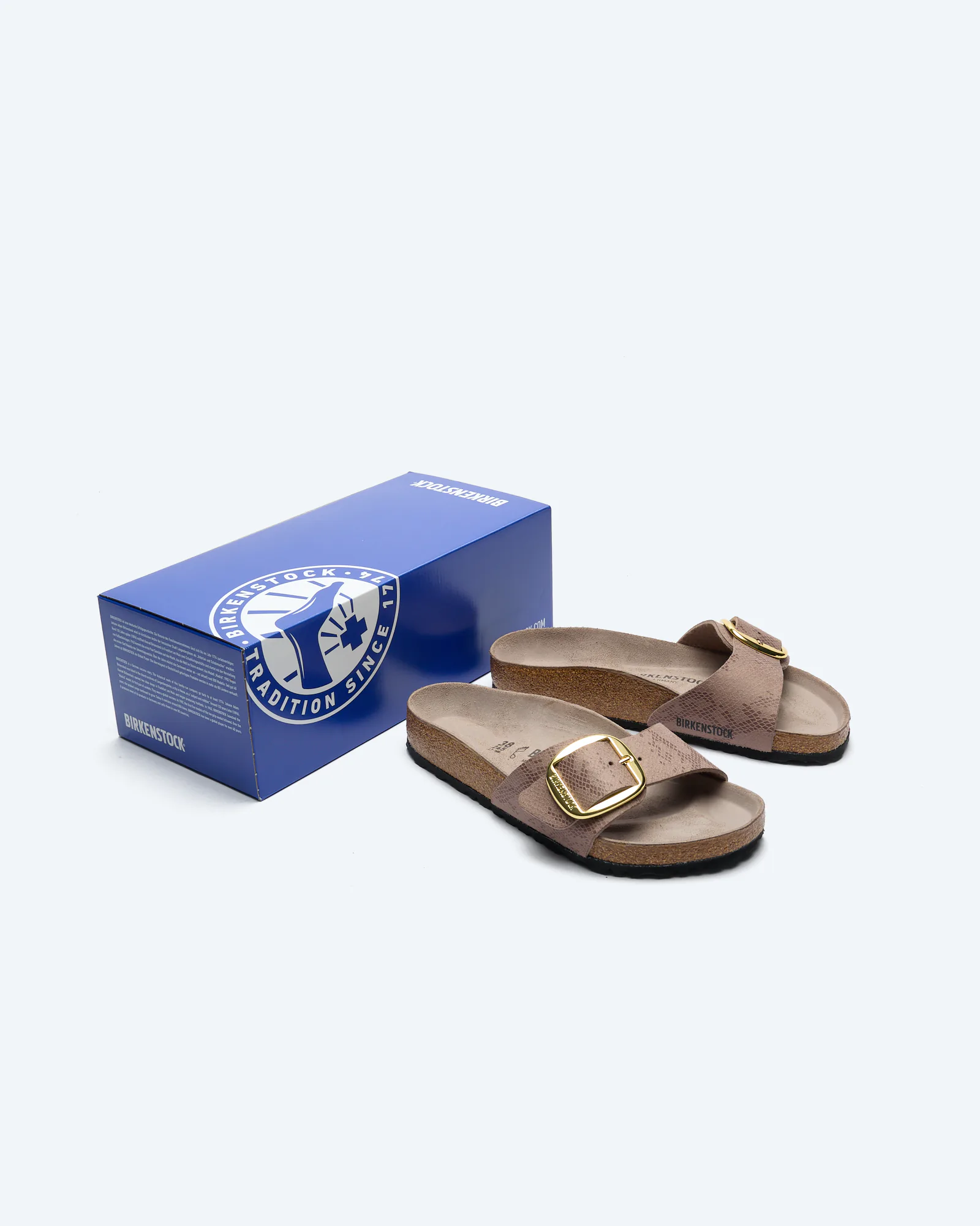 Madrid Big Buckle Synthetics Sandals SYN Python Gray Taupe