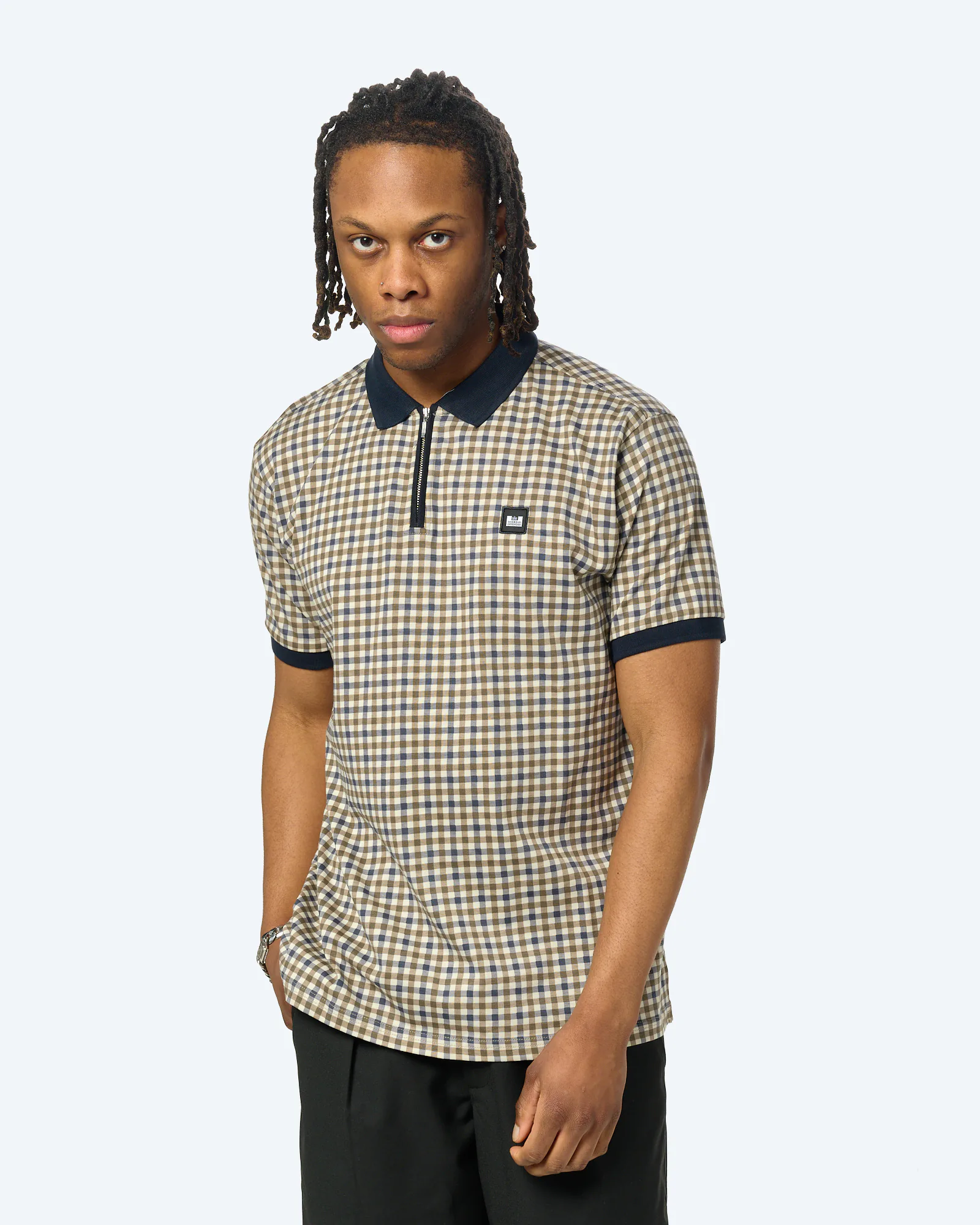 Weekend Offender Merane All Over Check Polo Shirt Brown Multi