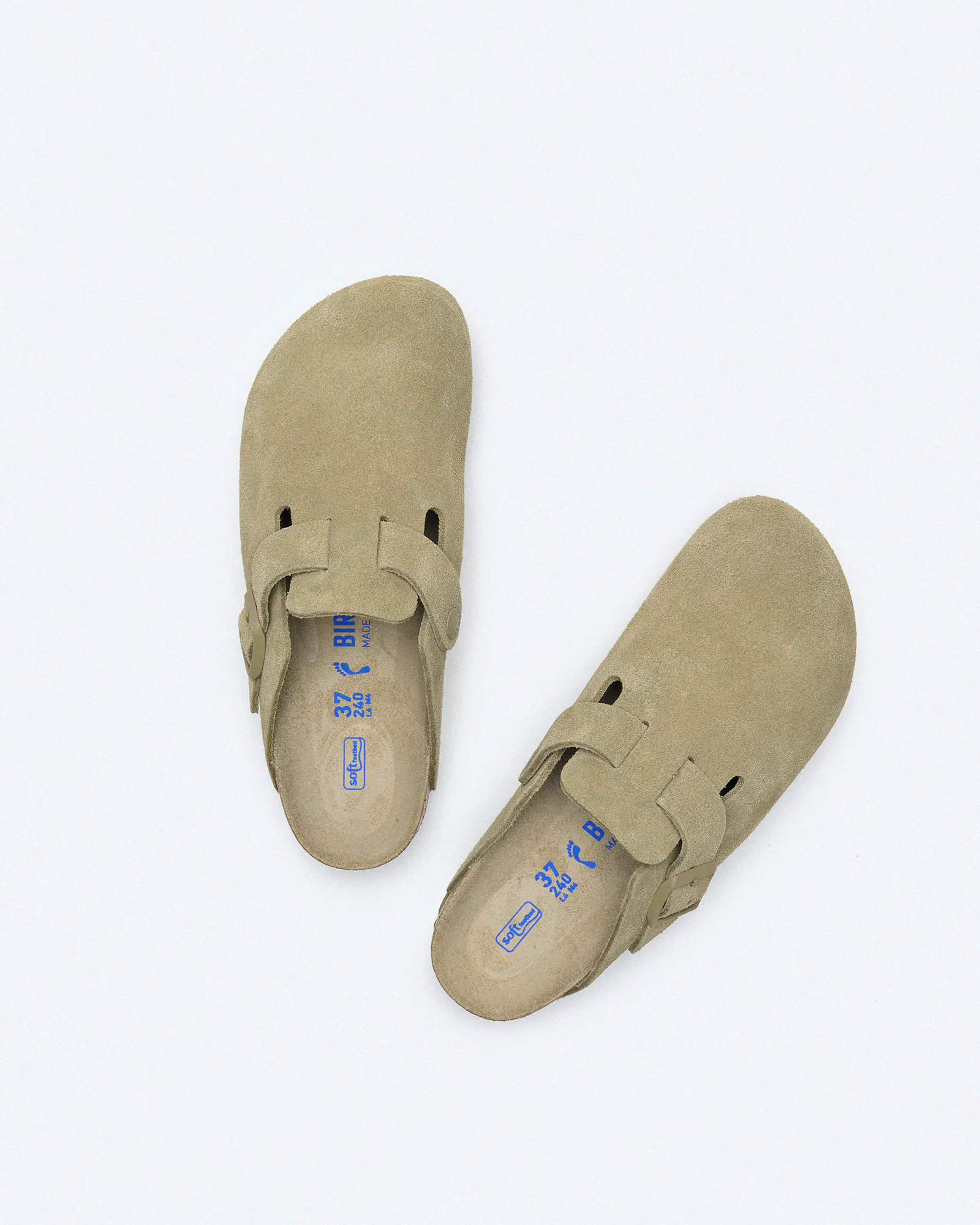 Birkenstock Women Boston Suede Leather Sandals Narrow Faded Khaki