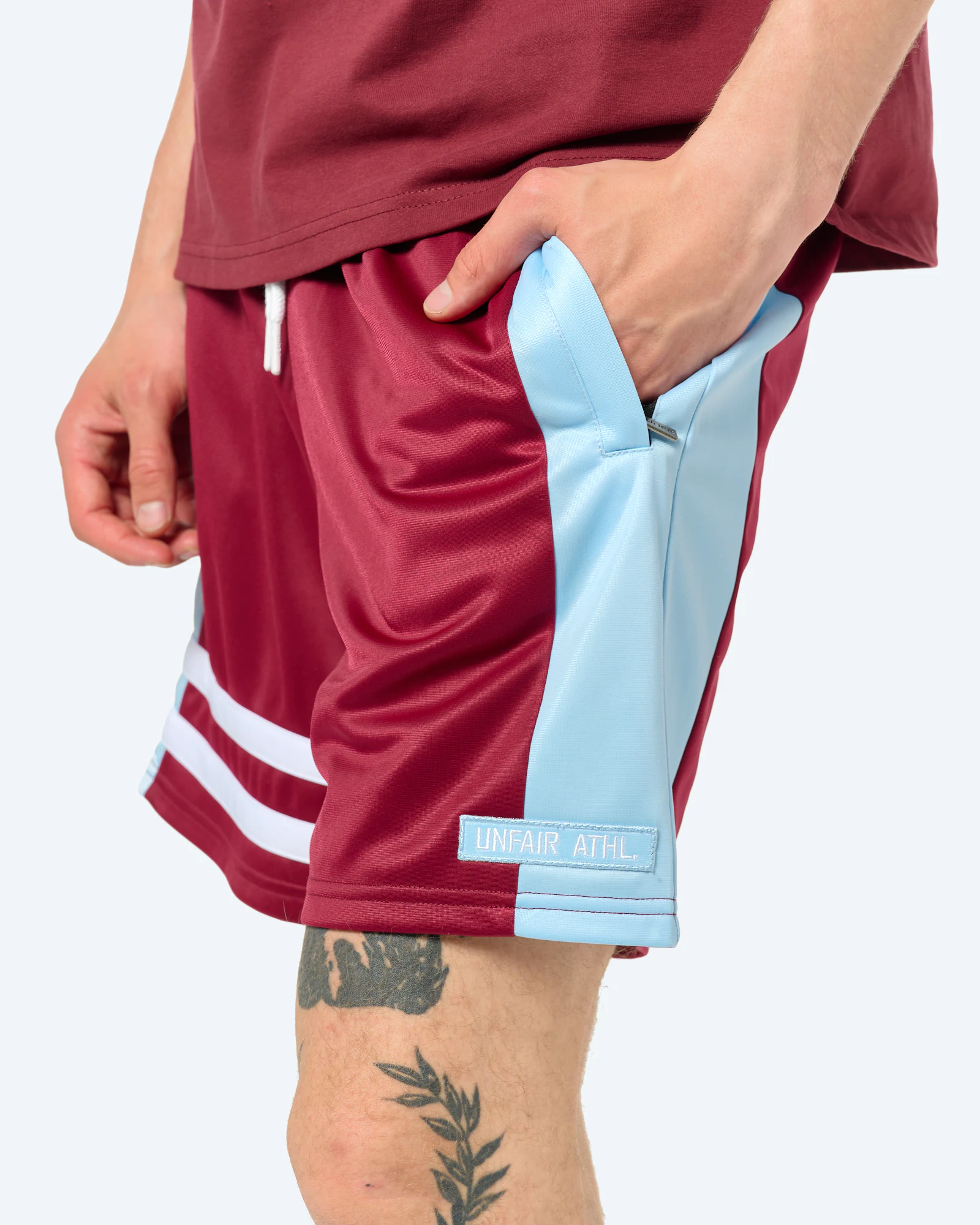 DMWU Athletic Shorts Burgundy/Skyblue