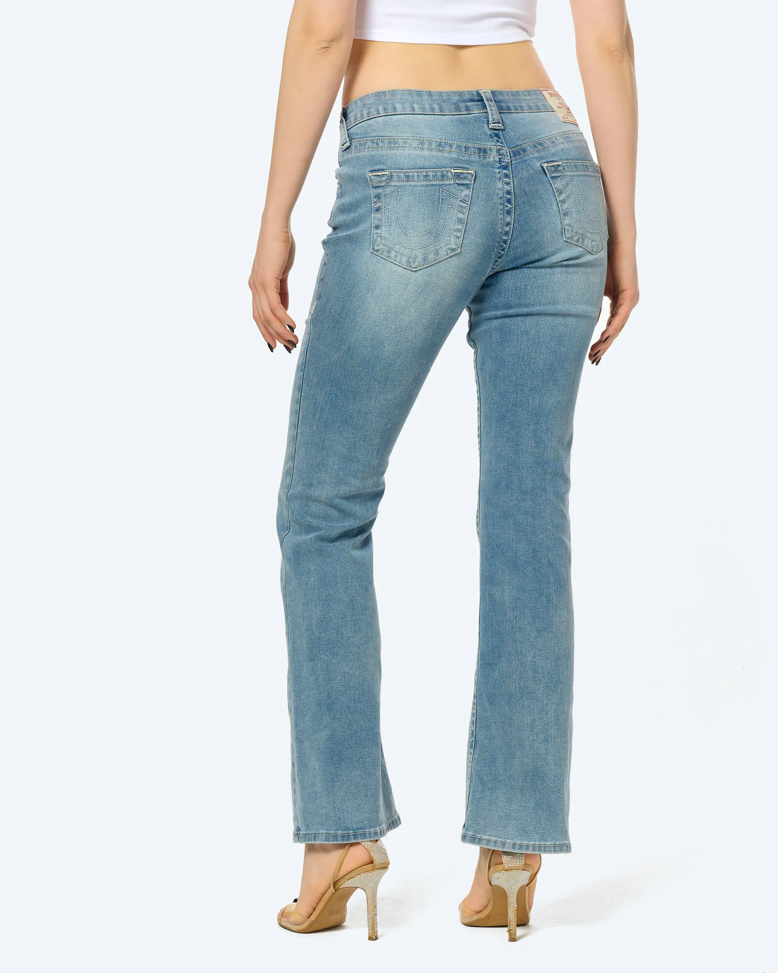 True Religion BECCA Mid Rise Boot Cut Jeans Peak Spot