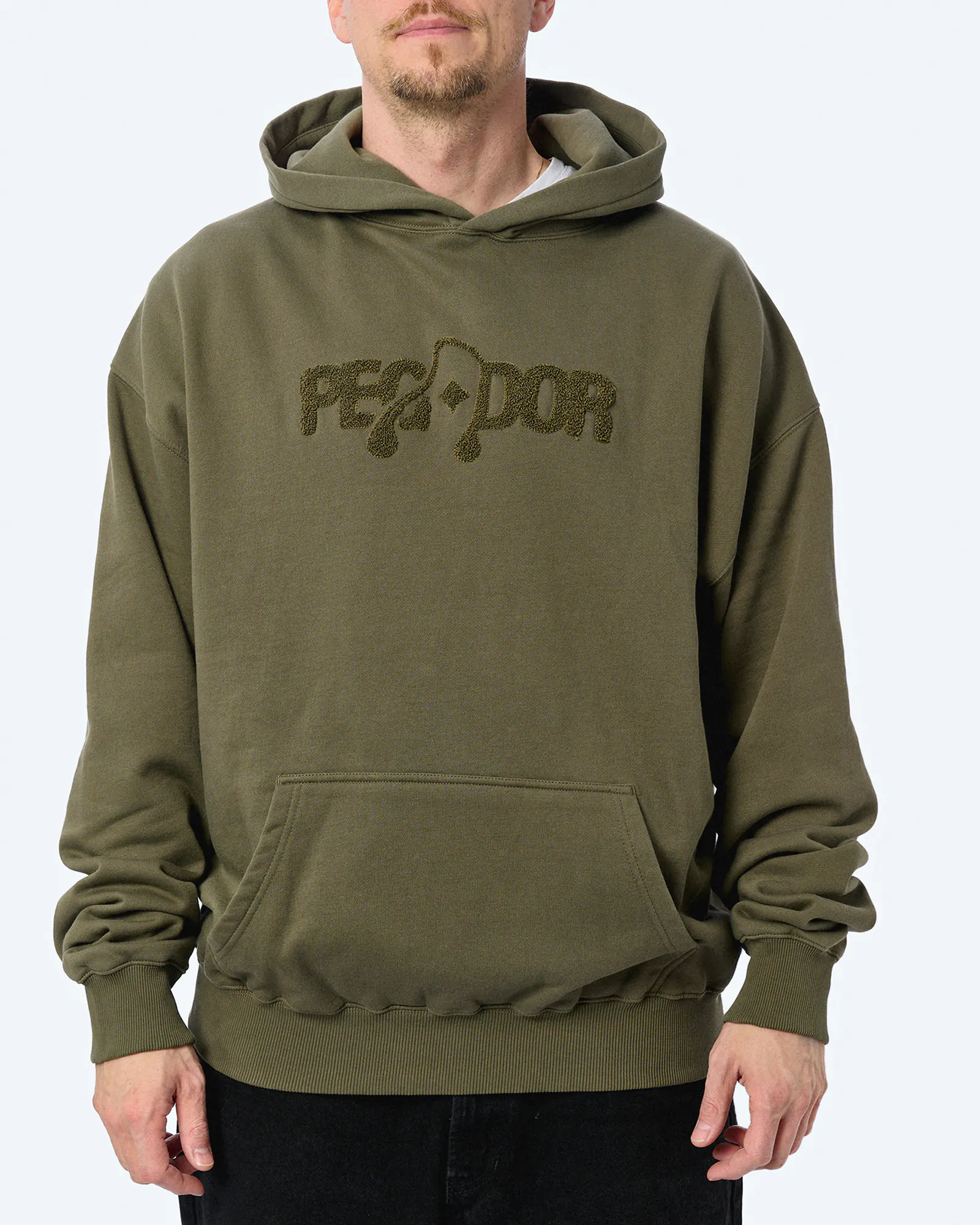 PEGADOR Grange Oversized Hoodie Washed Faded Olive PEGADOR Grange Oversized Hoodie Washed Faded Olive