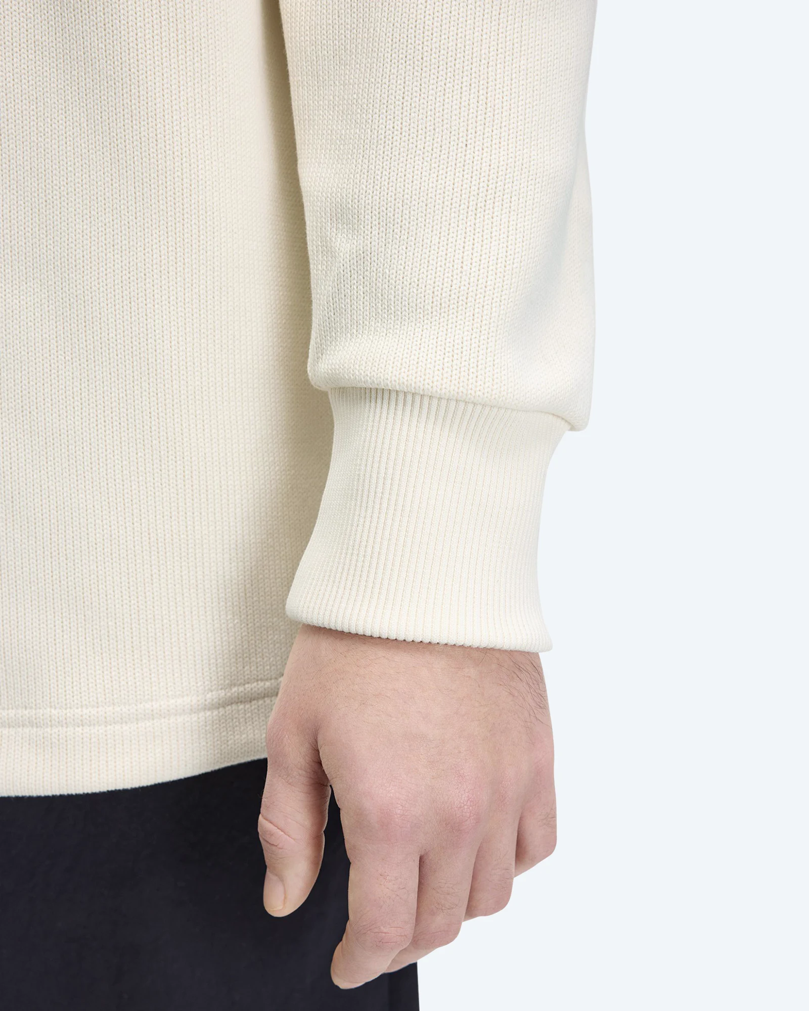 Tippedsleeve Collared Sweatshirt Ecru