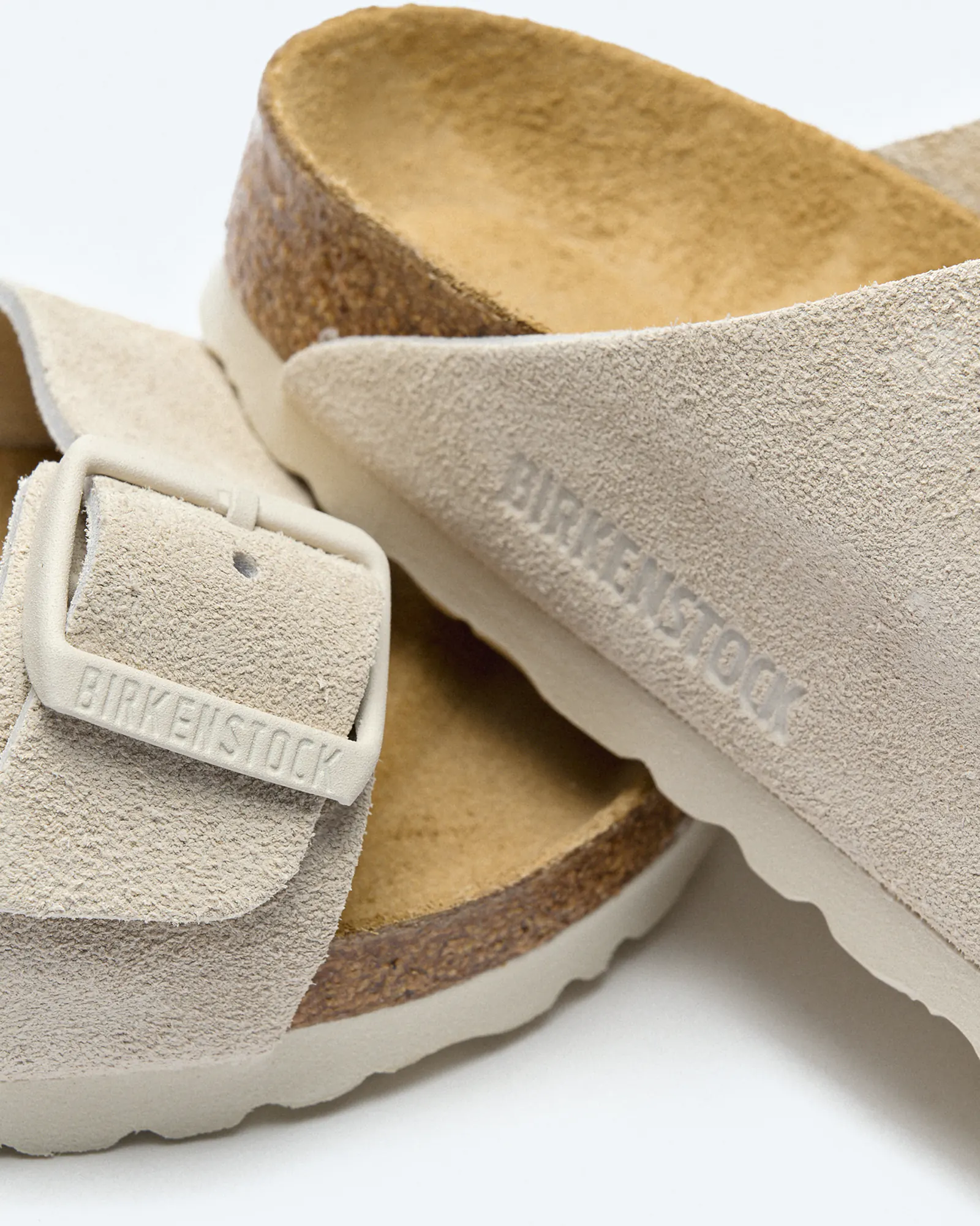 Birkenstock Arizona Suede Leather Sandals Antique White