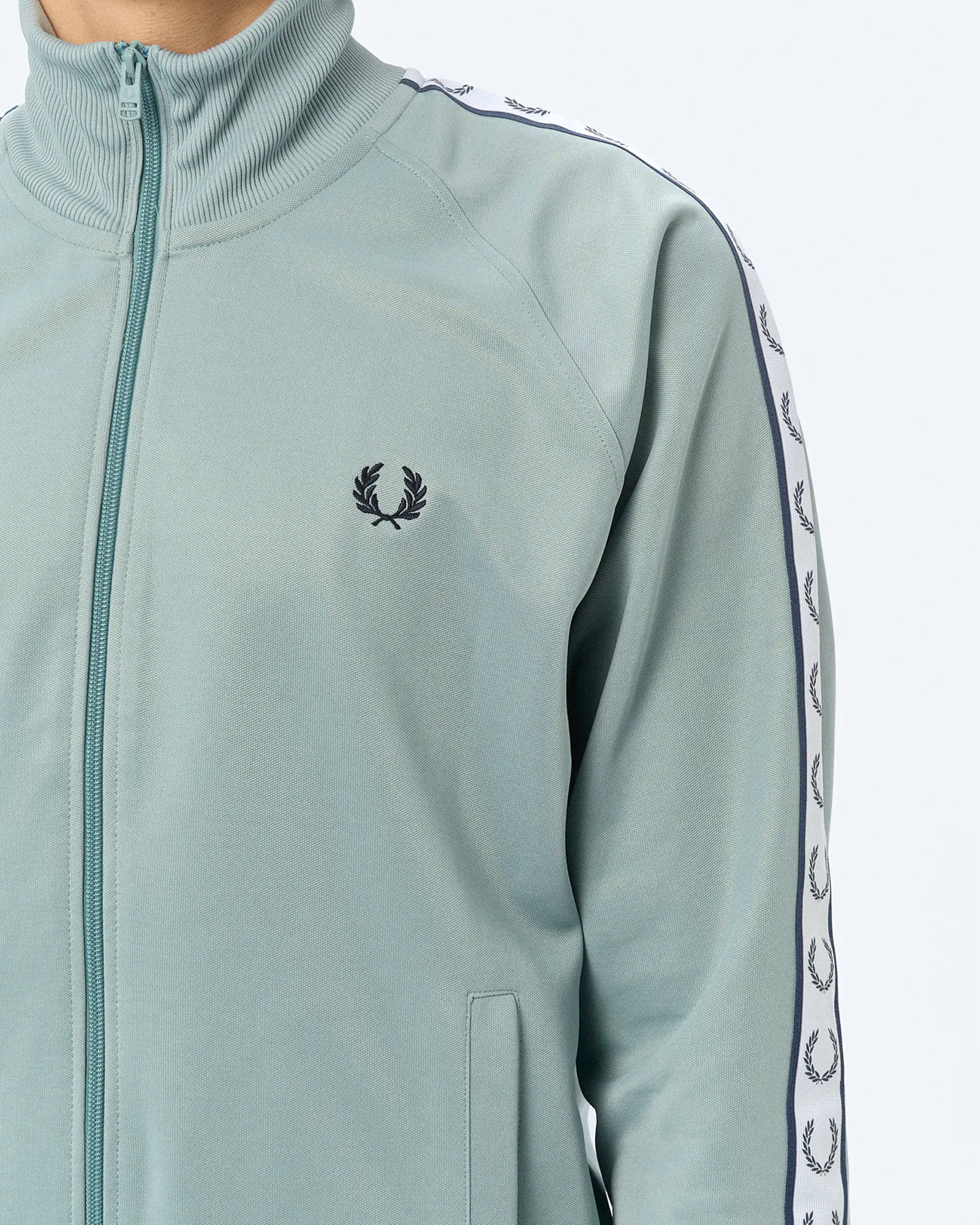 Fred Perry Taped Track Jacket Silver Blue Fred Perry Taped Track Jacket Silver Blue