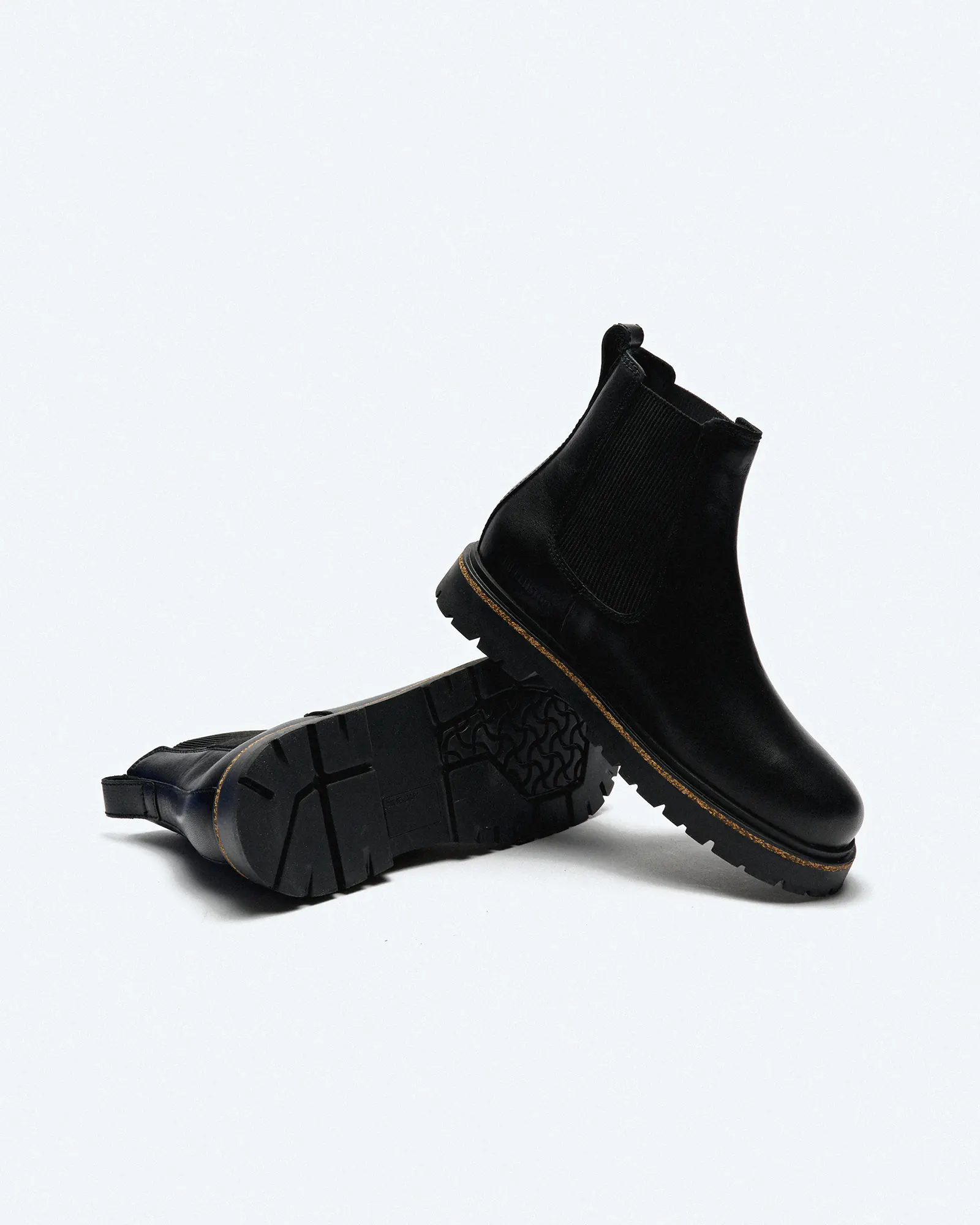 Birkenstock Highwood Slip On Boots Natural Leather Black