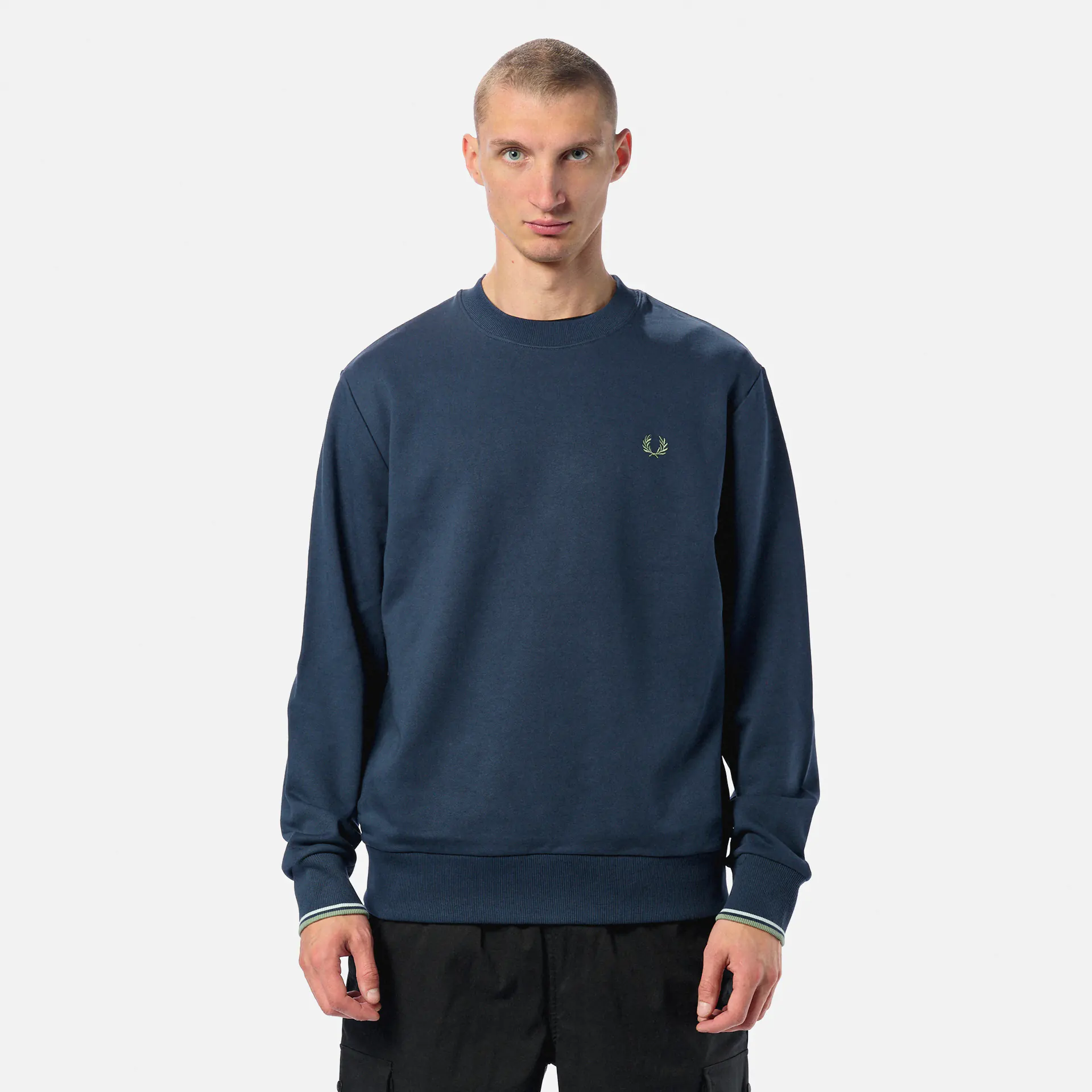 Fred Perry Crew Neck Sweatshirt Dark Airforce/Light Ice/Bayleaf