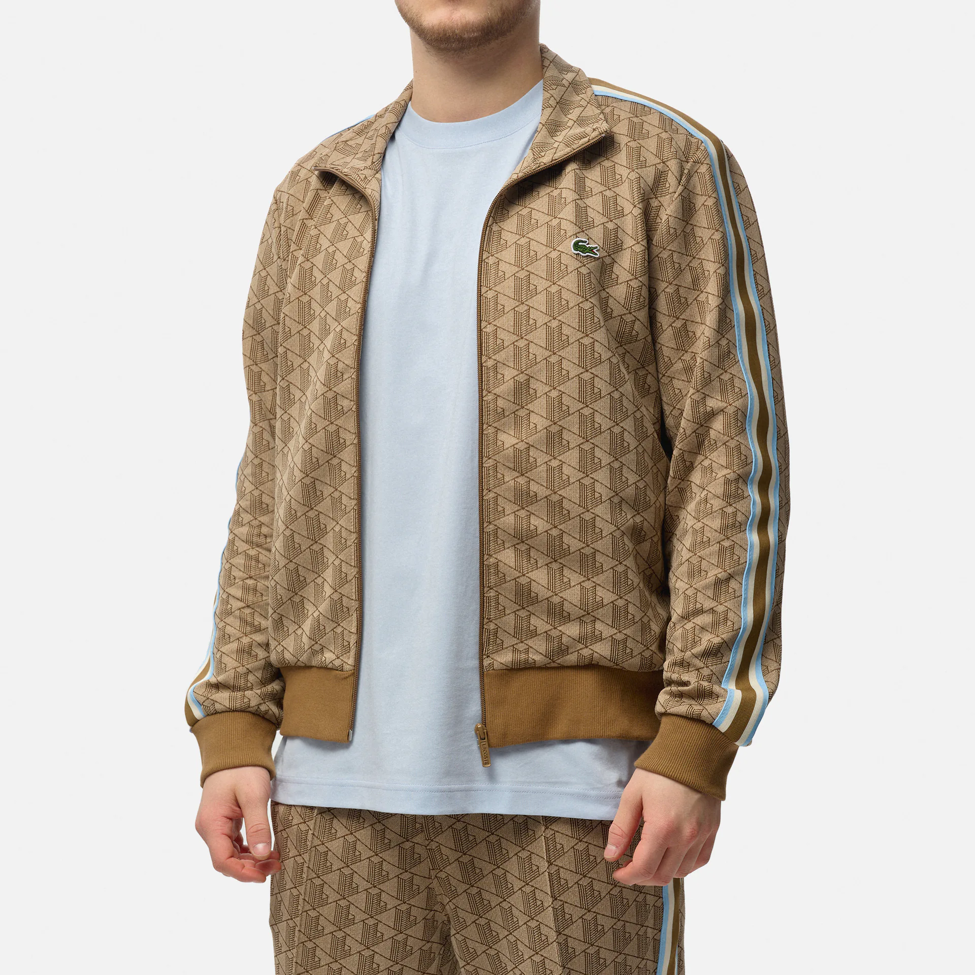 Lacoste Monogram Zipped Sweatshirt Croissant/Cookie