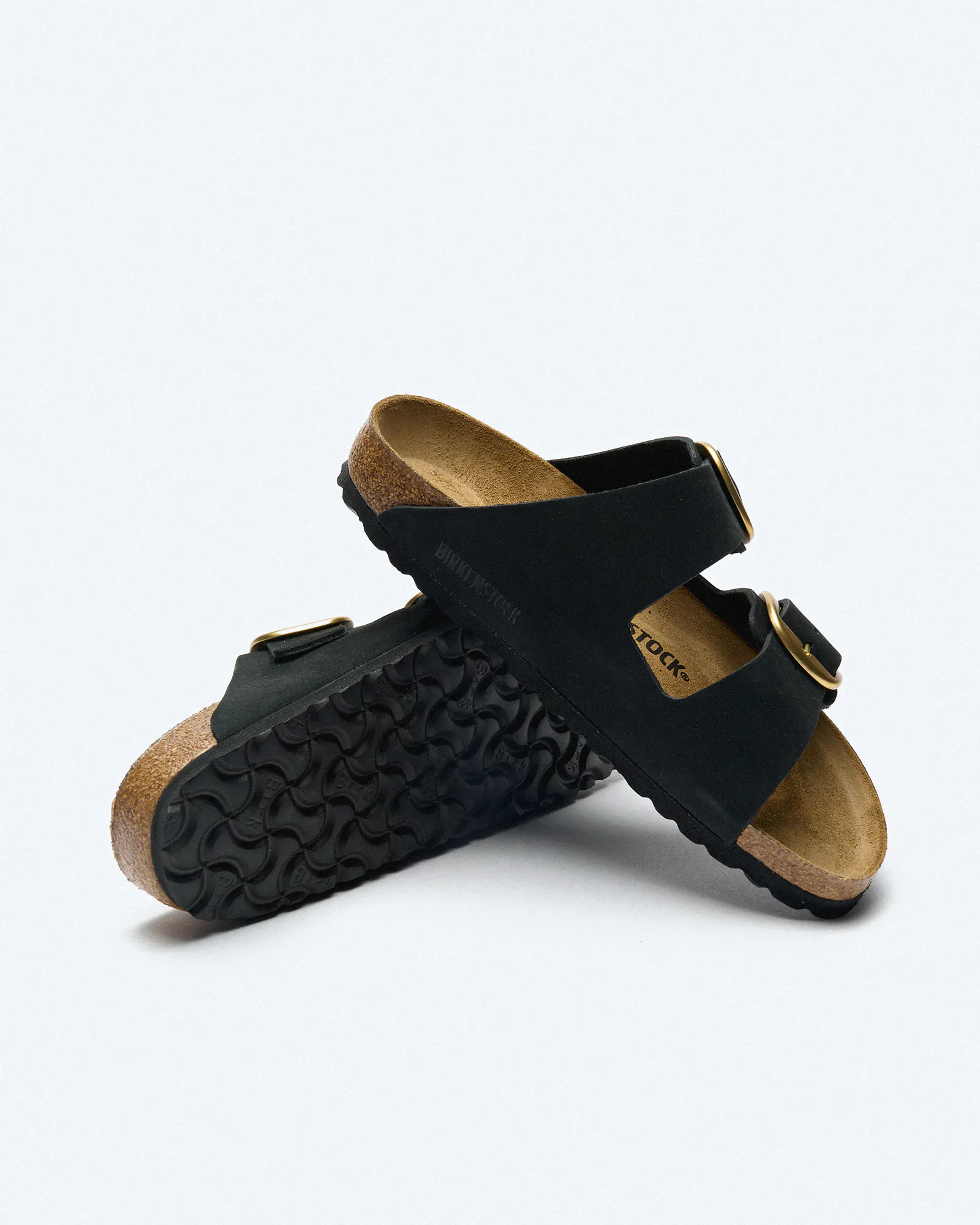 Birkenstock Arizona Big Buckle Nubuk Leather (Narrow Fit) Sandals Black/Gold