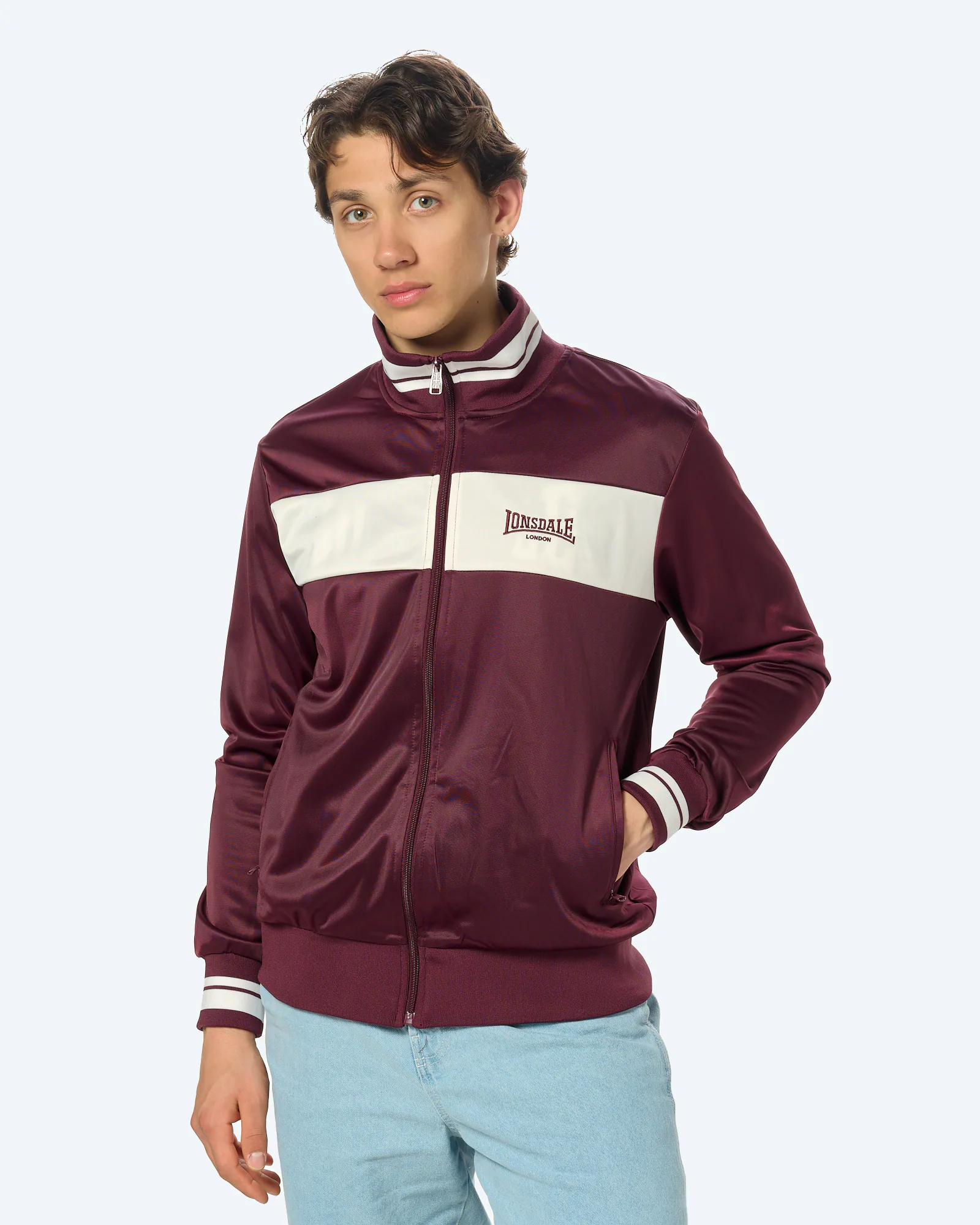 Lonsdale Meols Track Jacket Oxblood/Ecru