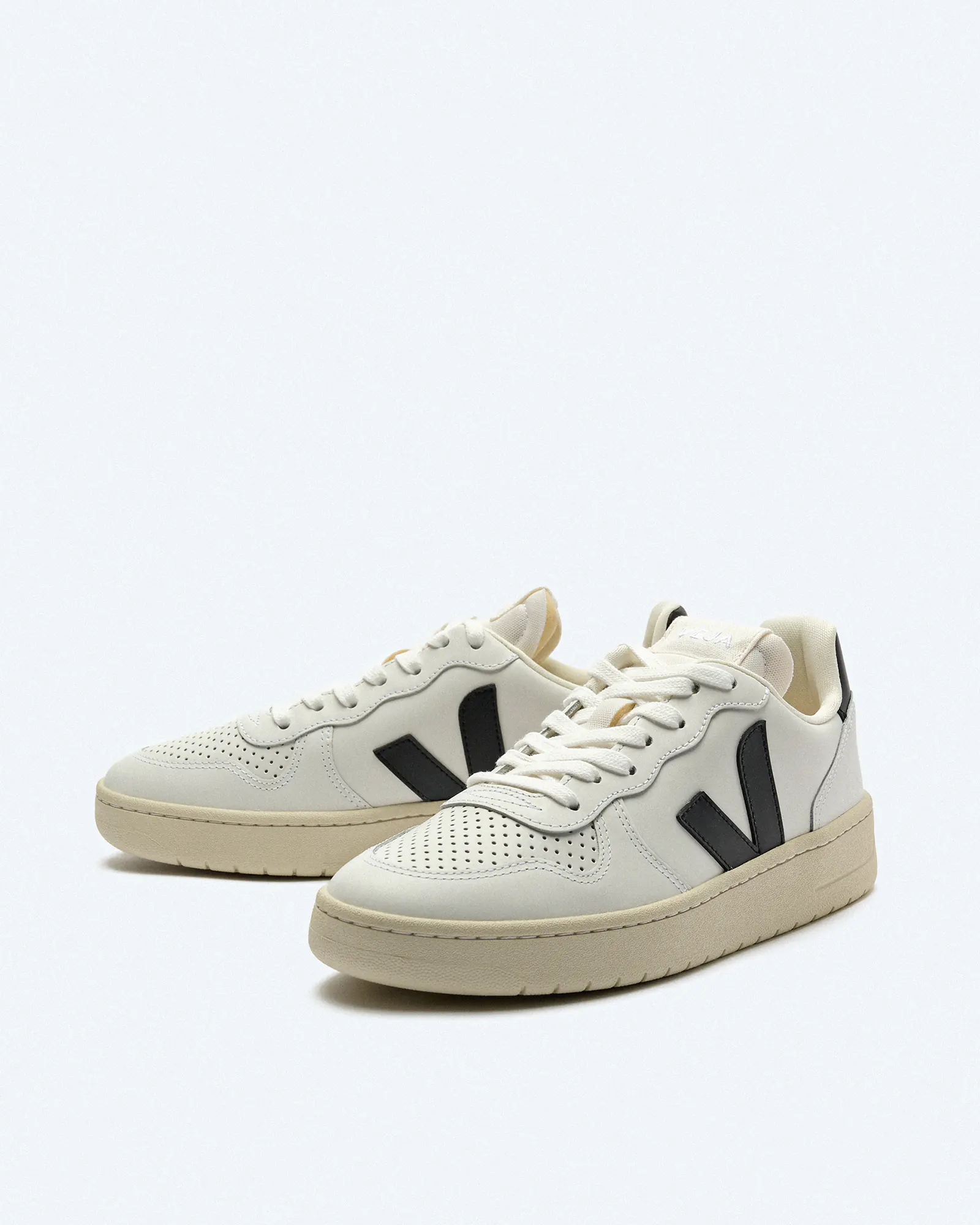 Veja Women V-10 Prime Leather Sneaker Extra-White/Black Veja Women V-10 Prime Leather Sneaker Extra-White/Black
