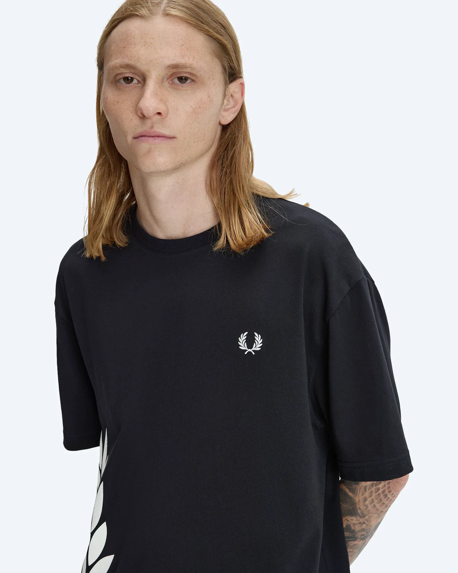 Fred Perry Textured Laurel Wreath T-Shirt Black