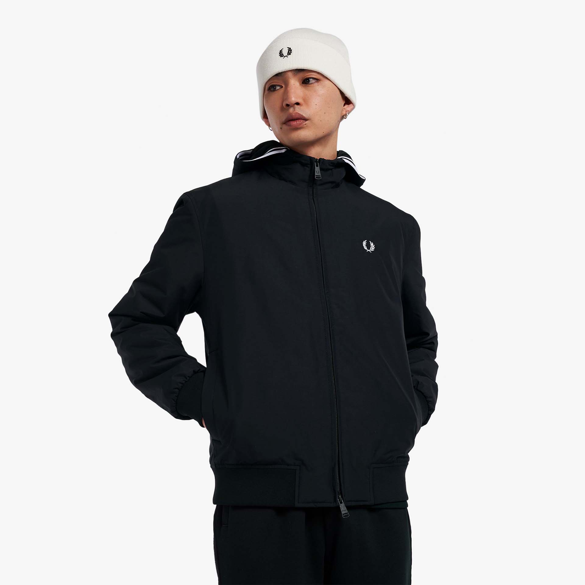 Fred Perry Padded Hooded Brentham Jacket Black