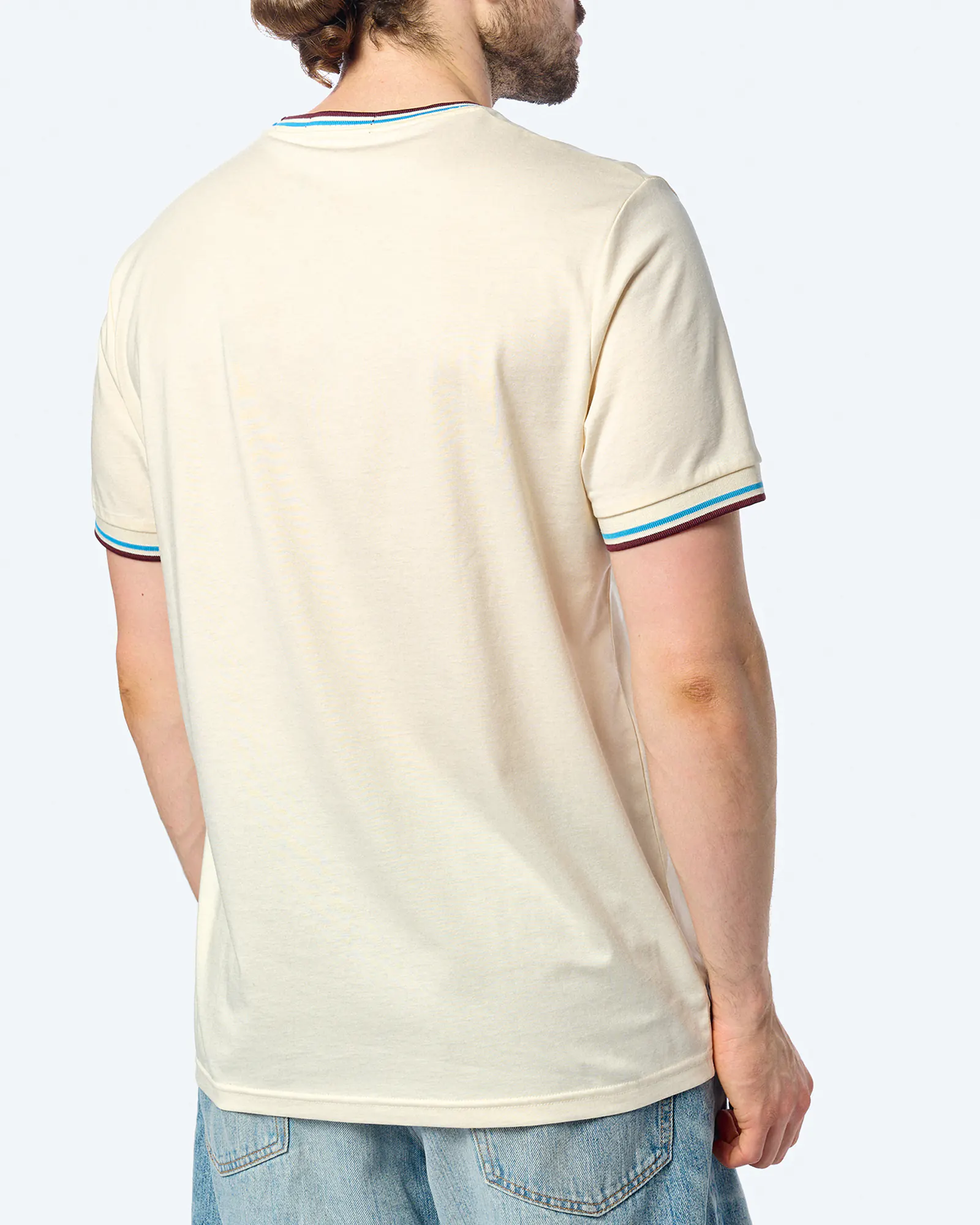 Fred Perry Twin Tipped T-Shirt Ecru/Court Blue/Oxblood