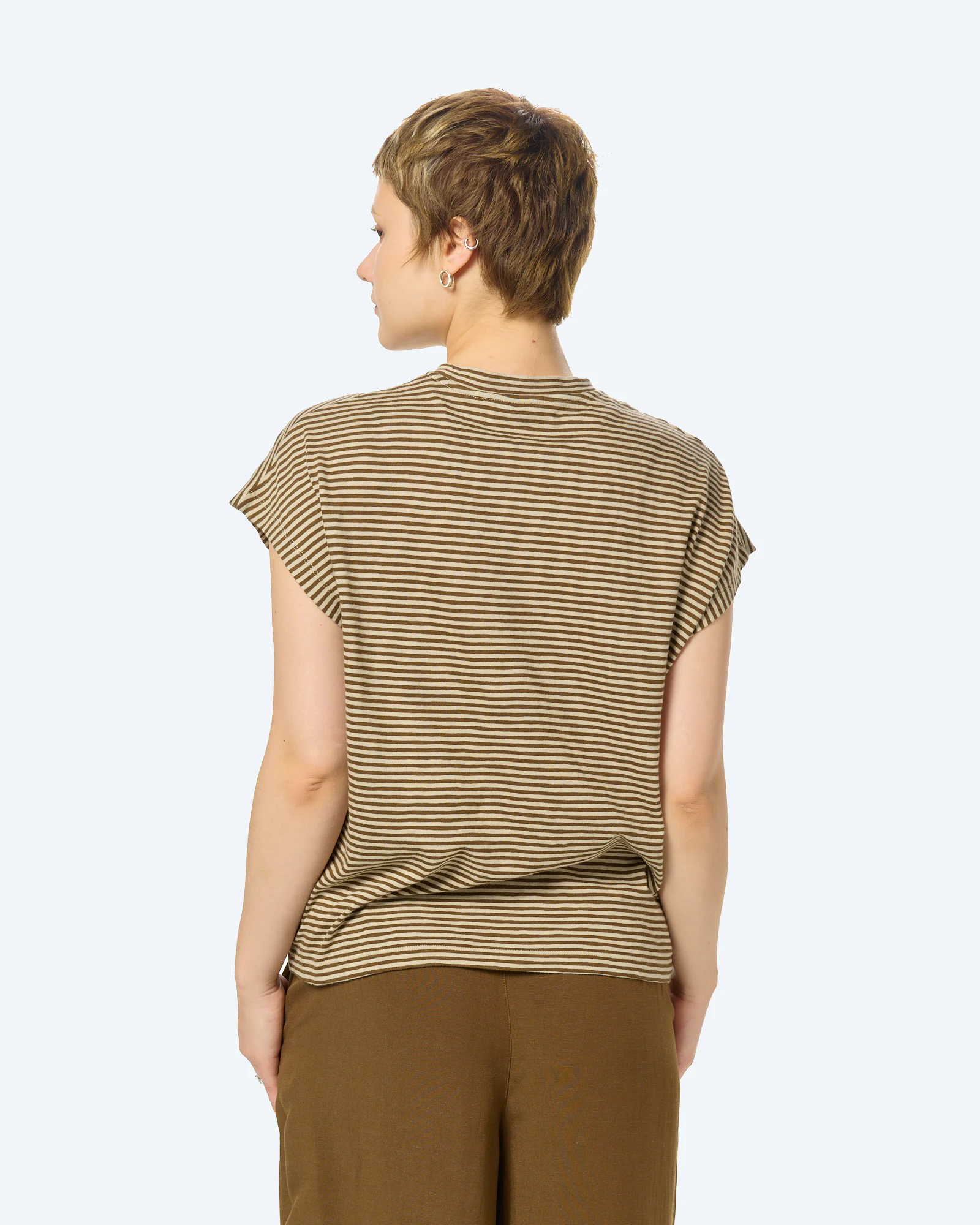 SLUB JERSEY STRIPE T-SHIRT Sand Stone-Dried Palm