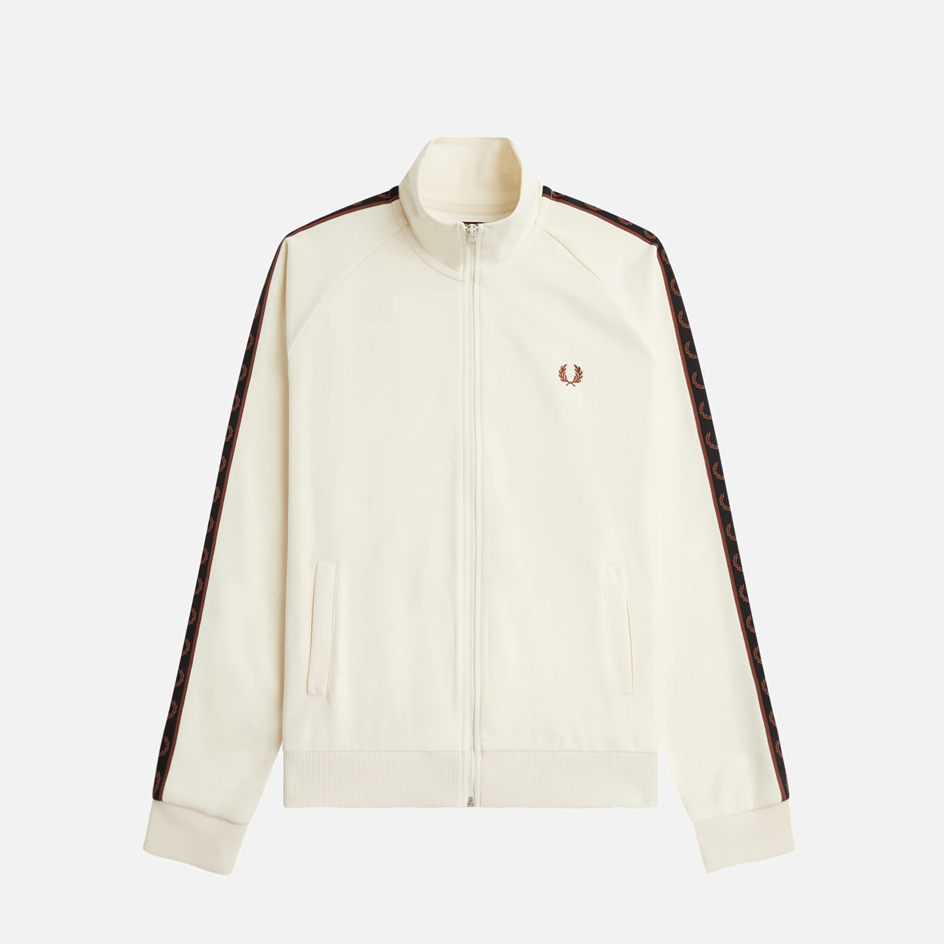 Fred Perry Contrast Taped Track Jacket Ecru/Whiskey Brown