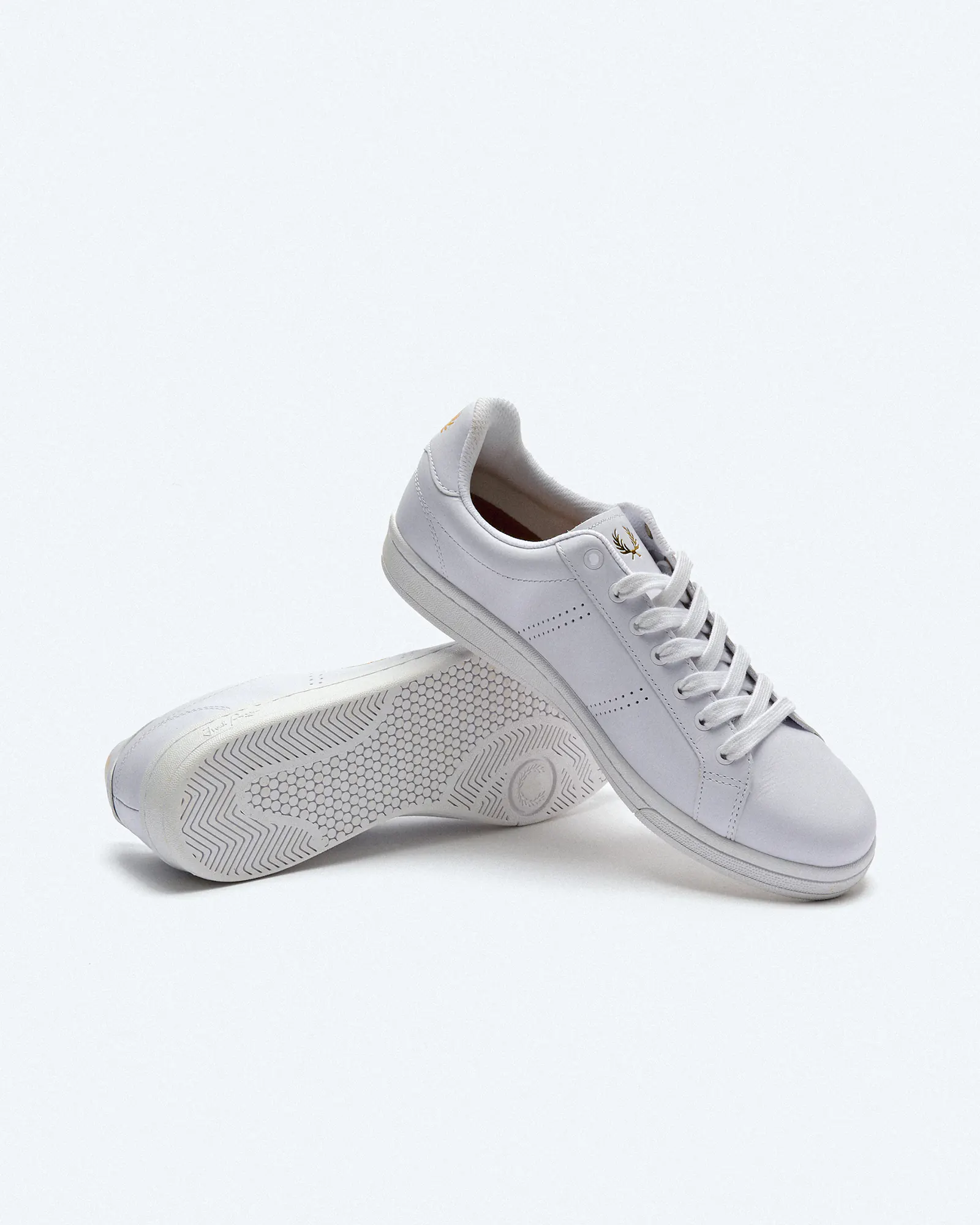 Fred Perry B721 Leather Sneakers White/Metallic Gold