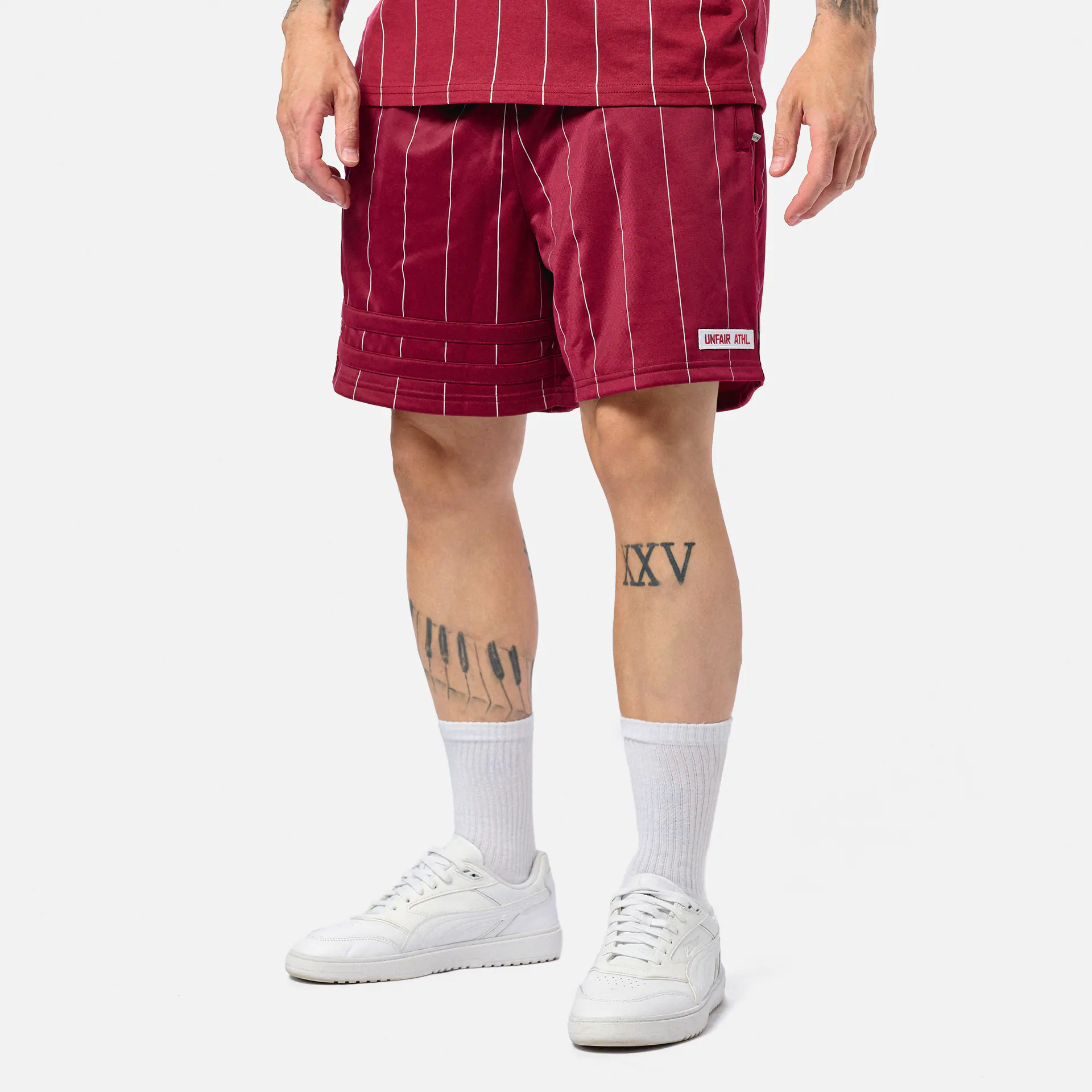 Unfair Athletics DMWU Athletics Shorts Pinstripes Burgundy
