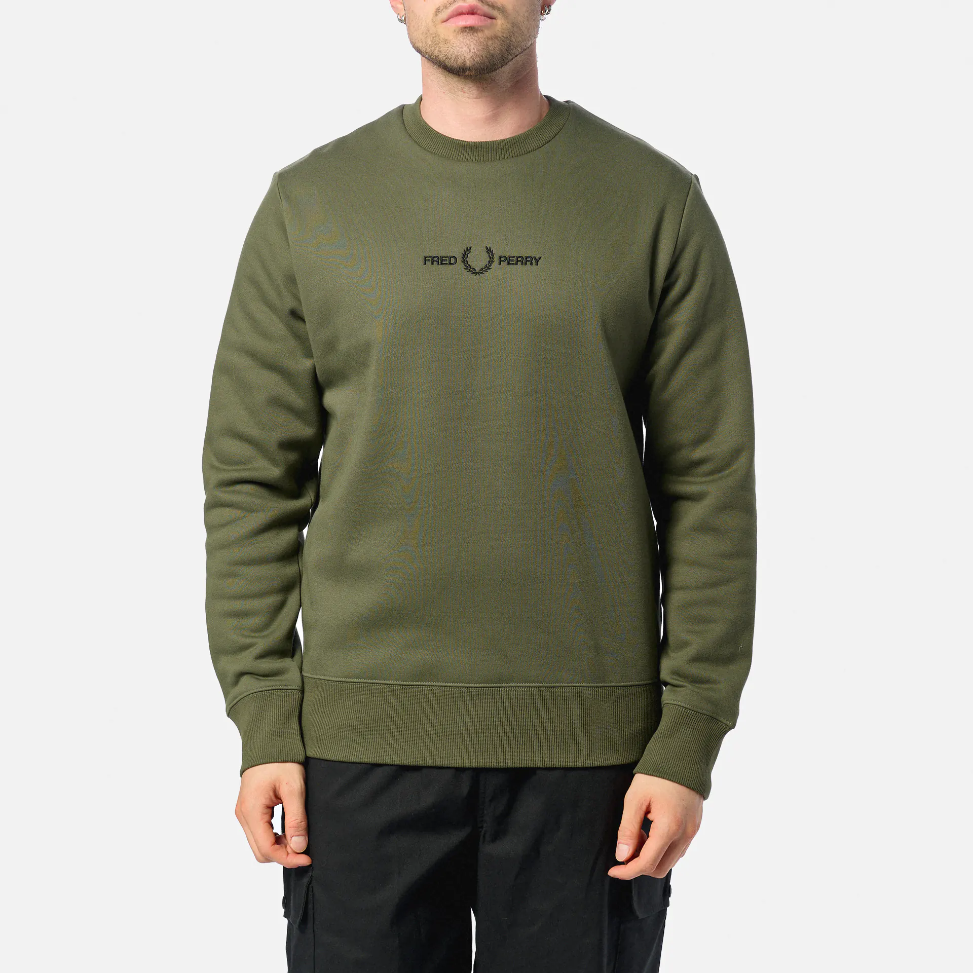 Fred Perry Embroidered Sweatshirt Laurel Wreath Green