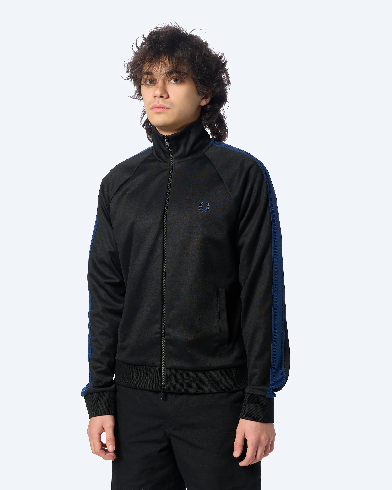 Fred Perry Mesh Taped Track Jacket Black