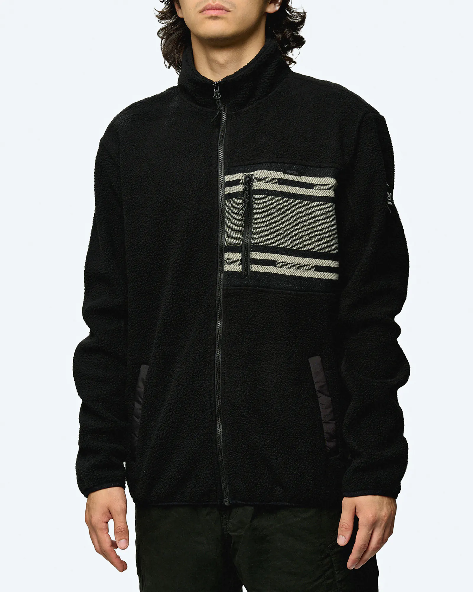 Iriedaily Wonderer Fleece Track Jacket Black White Iriedaily Wonderer Fleece Track Jacket Black White