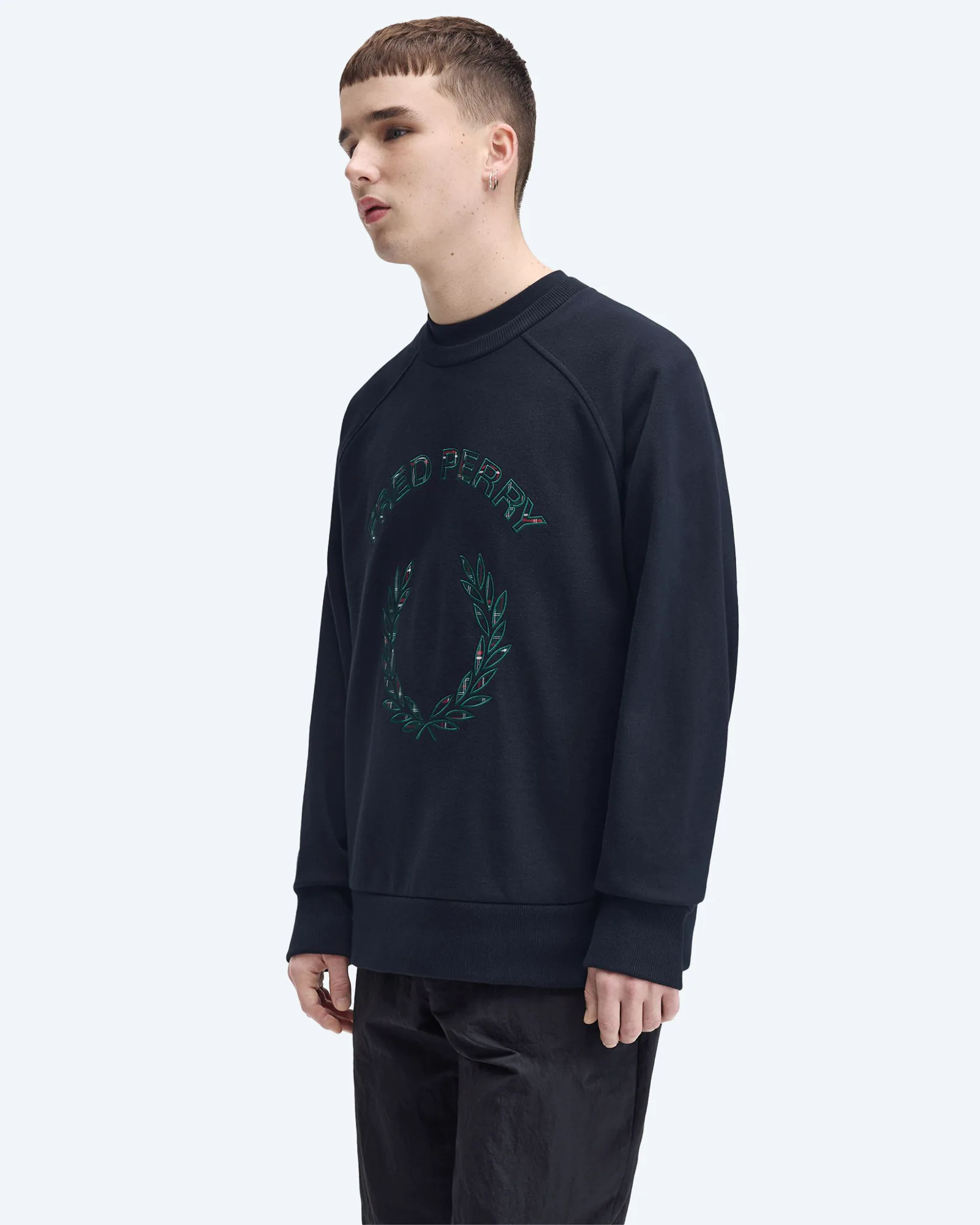 Tartan Appliqué Sweatshirt Navy