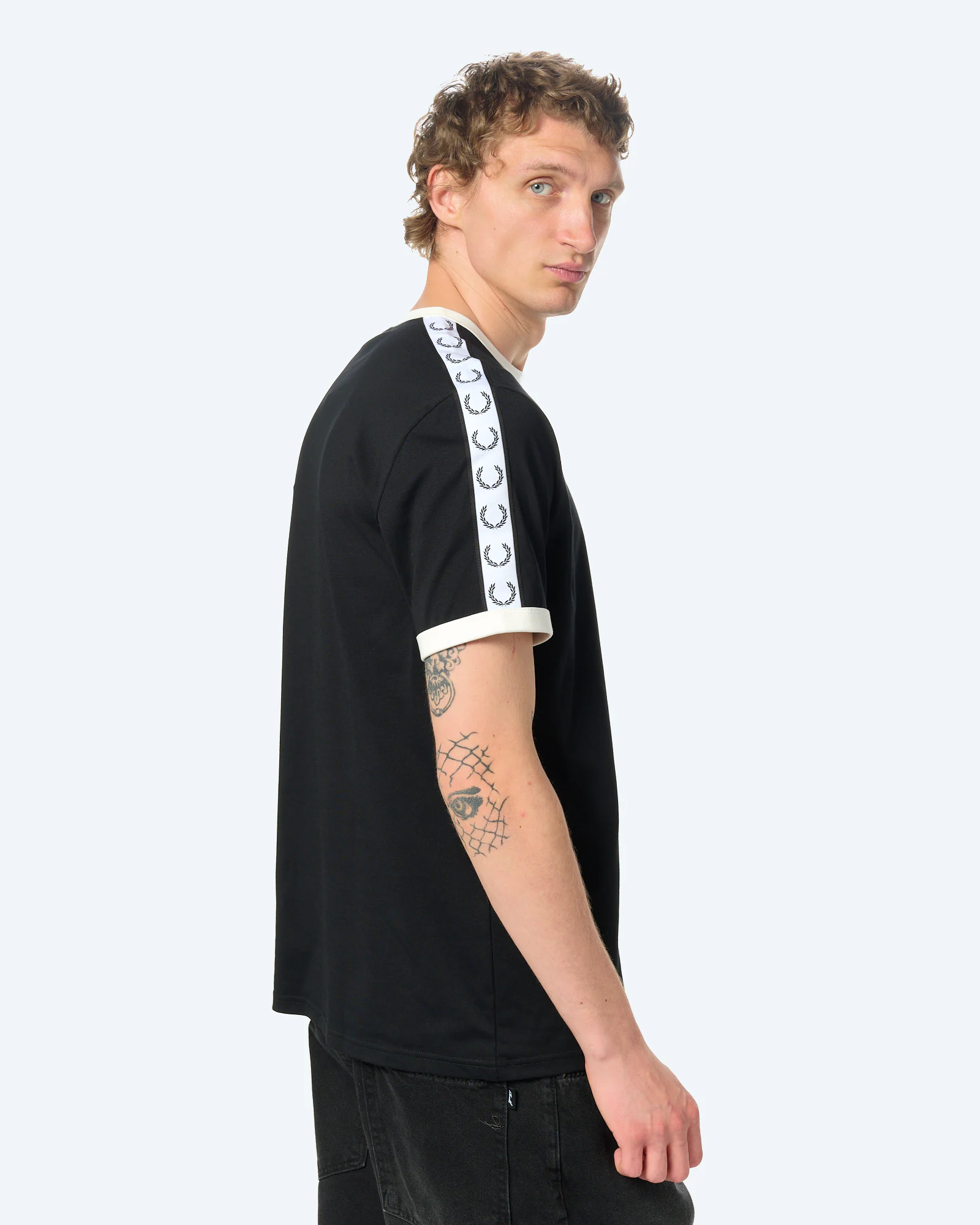 Taped Ringer T-Shirt Black