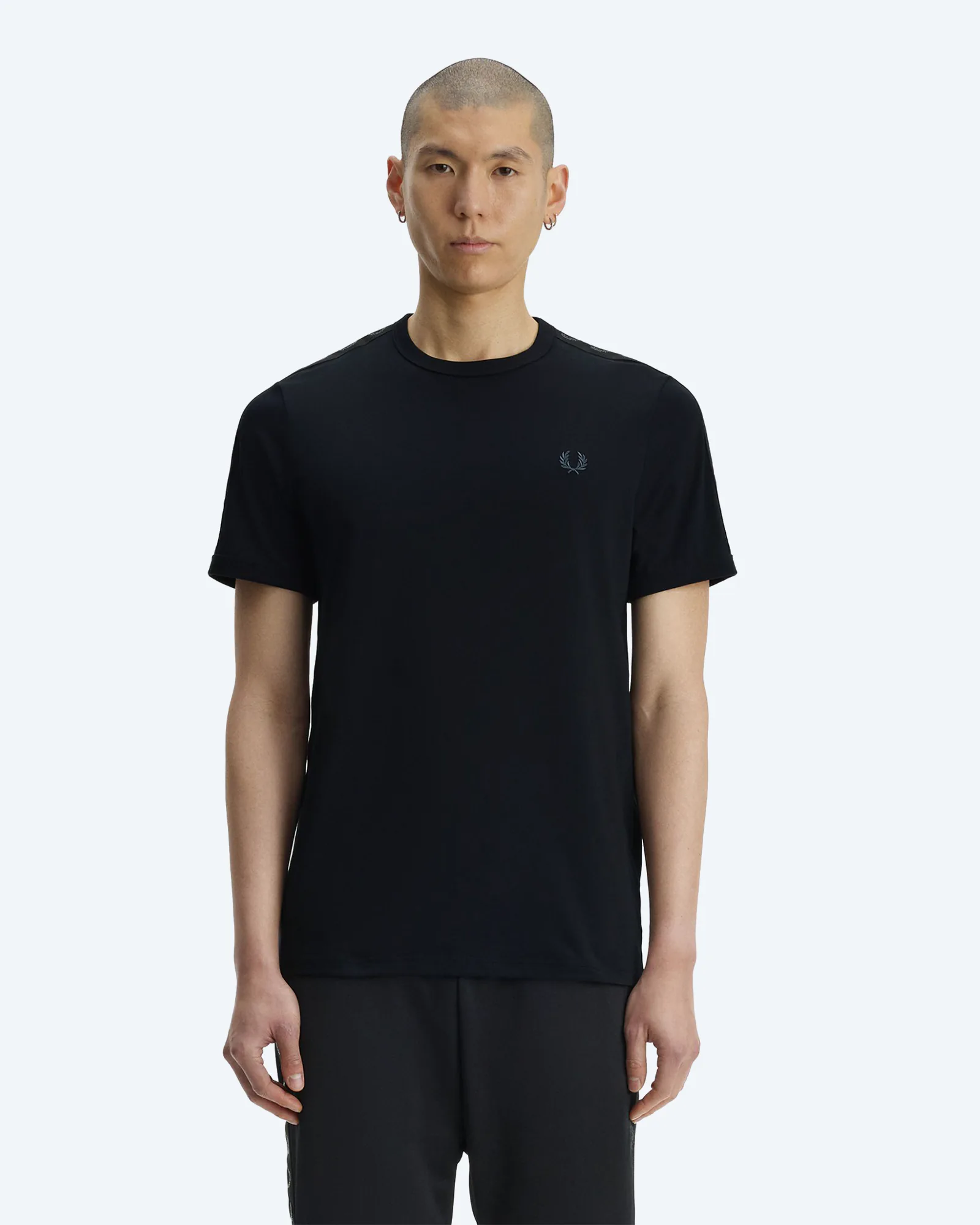 Contrast Reflective Tape Ringer T-Shirt Black