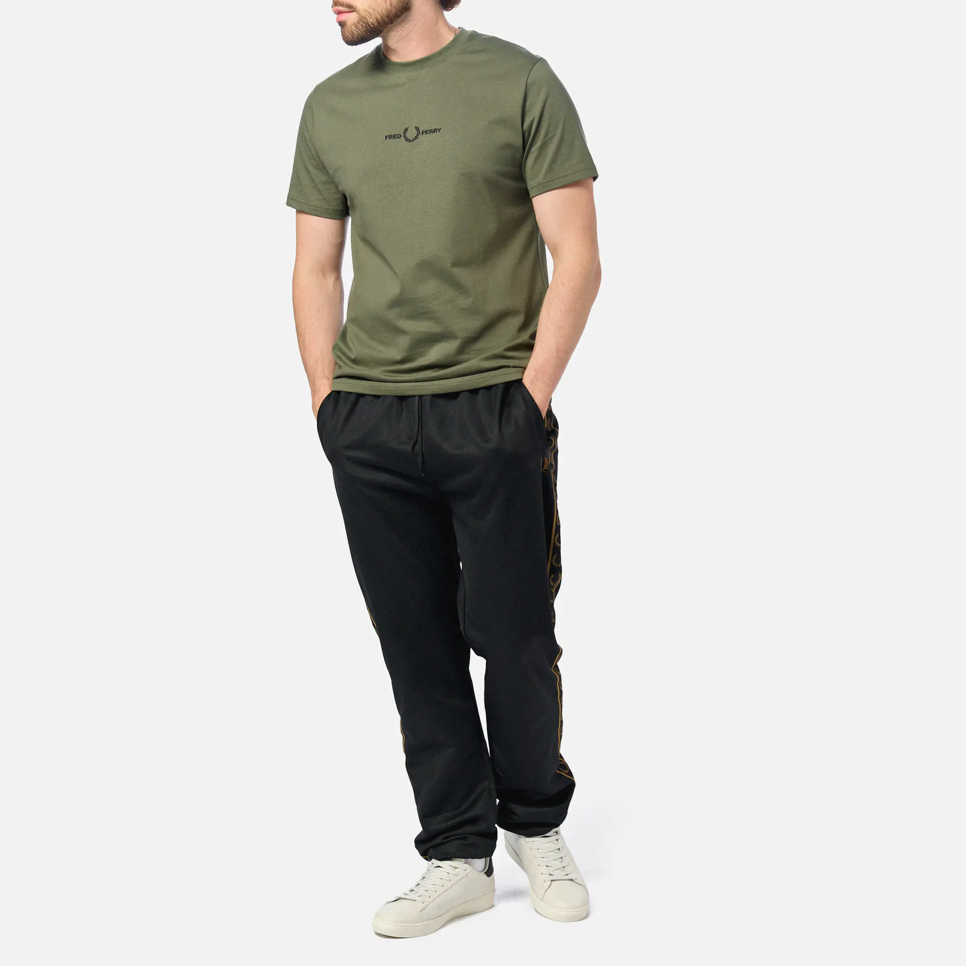 Fred Perry Embroidered T-Shirt Laurel Wreath Green