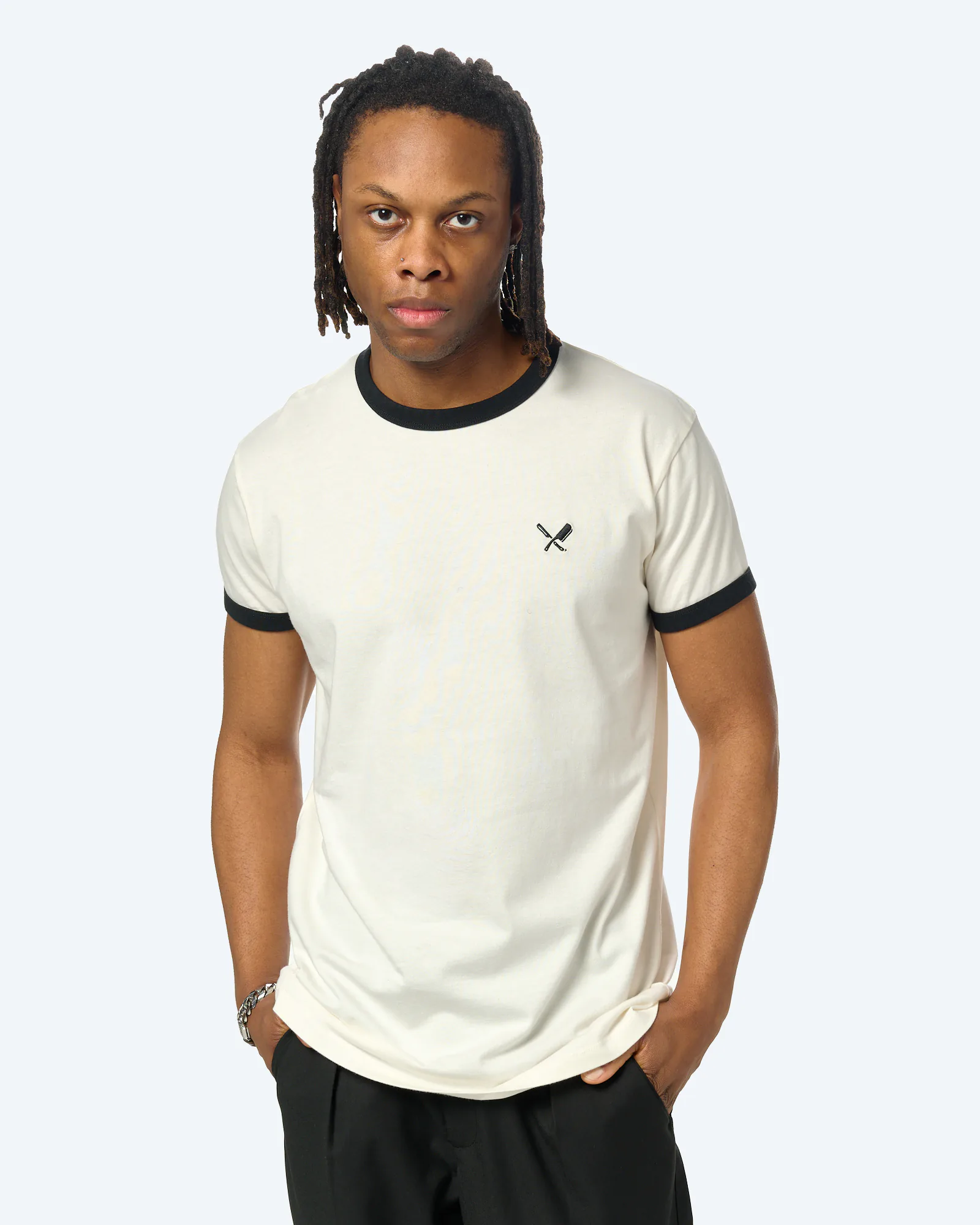 Distorted People Ringer T-Shirt Whisper White