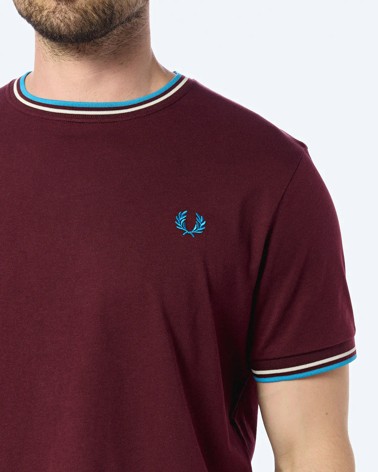 Fred Perry Twin Tipped T-Shirt Oxblood/Ecru/Court Blue