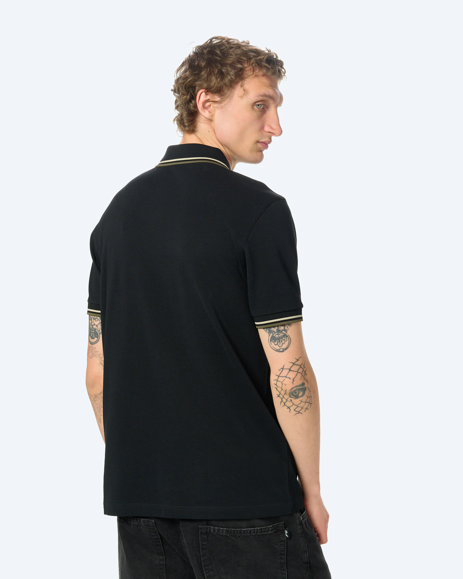 Fred Perry Twin Tipped Polo Shirt Black/Oatmeal/Laurel Wreath Green