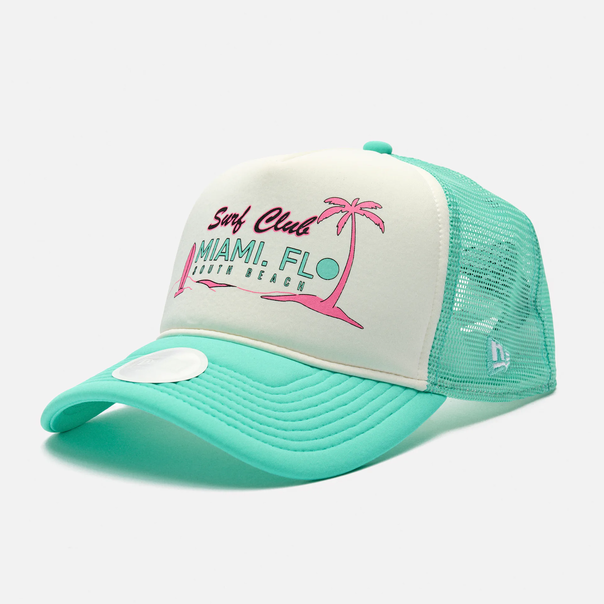 New Era Foam Front Trucker Cap Mint/White