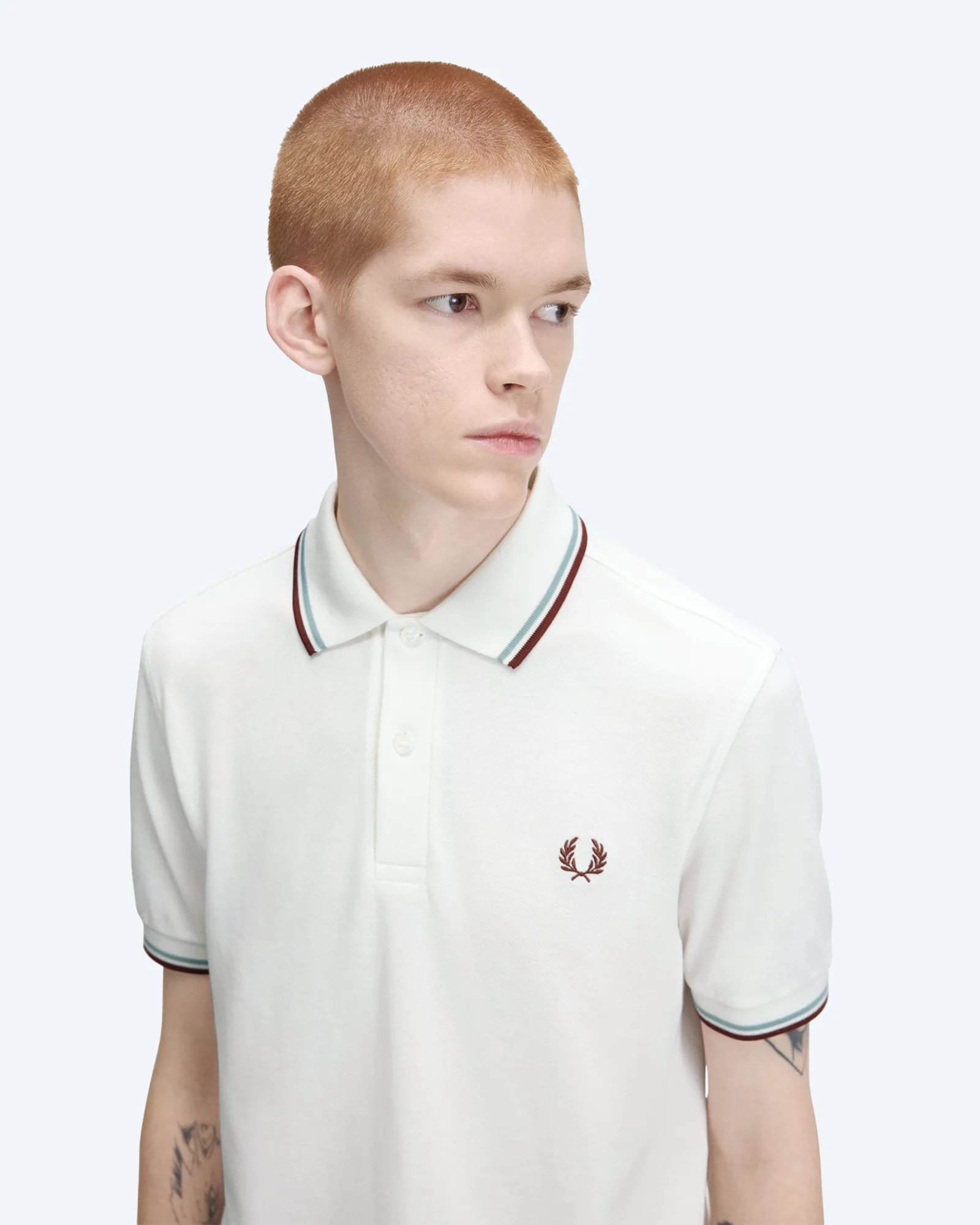 Twin Tipped Polo Shirt Snow White/Silver Blue/Brandy