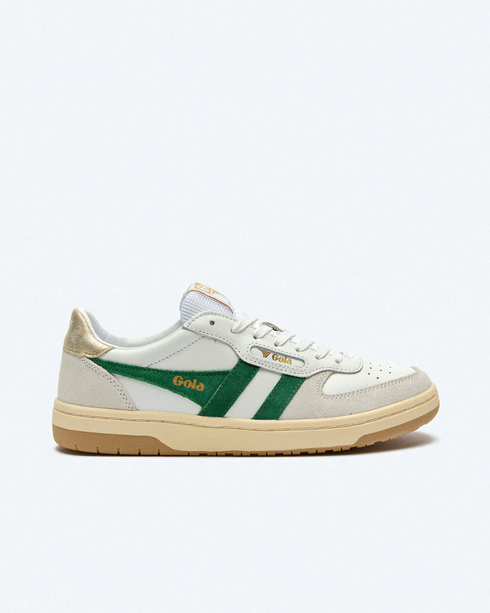 Gola Hawk Sneaker White/Dark Green/Gold  Gola Hawk Sneaker White/Dark Green/Gold