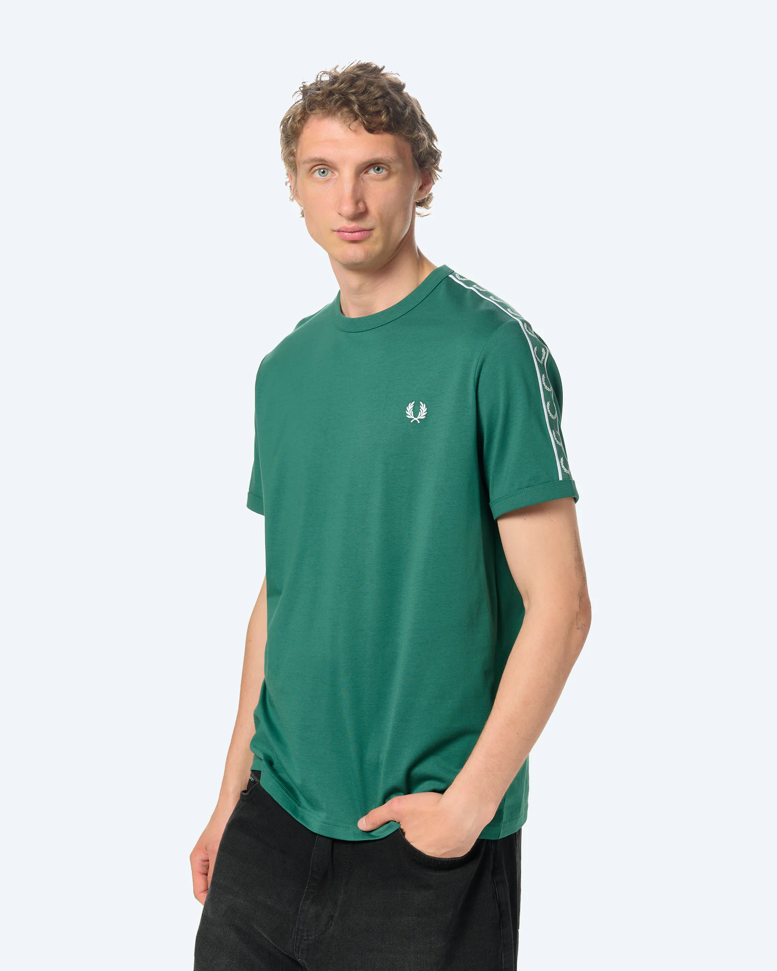 Fred Perry Contrast Tape Ringer T-Shirt Sport Green