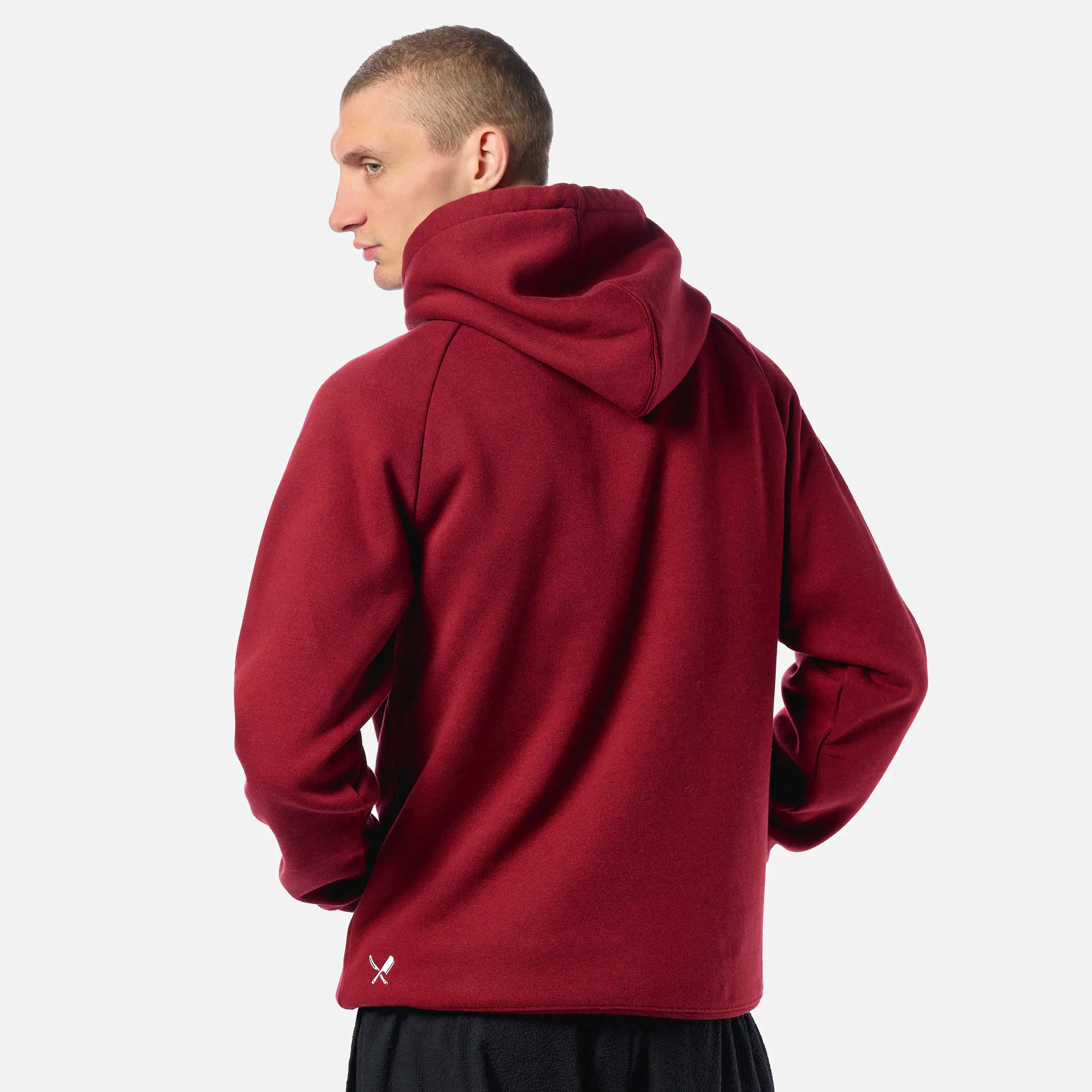 Distorted People Classic Raglan Hoodie Burgundy