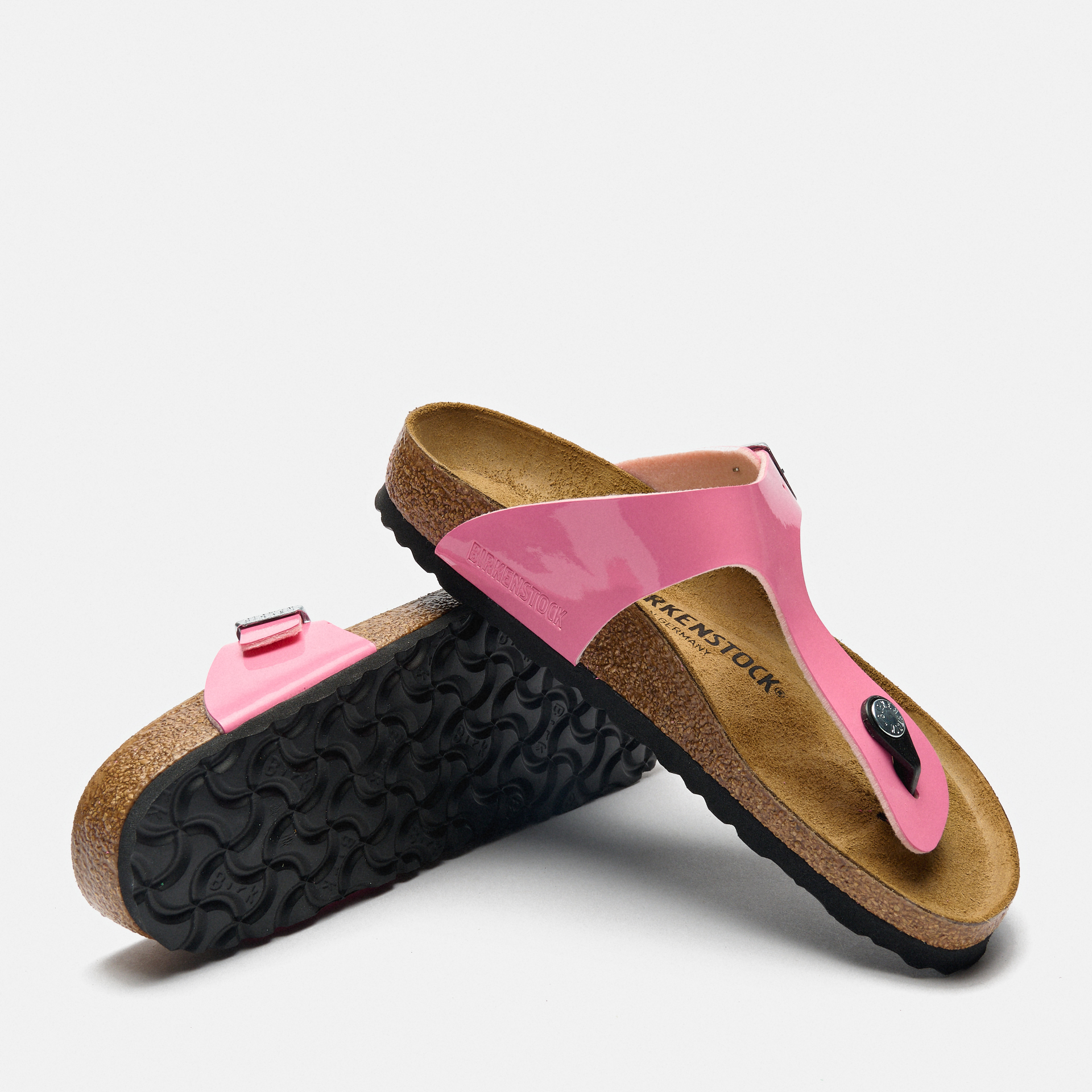 Birkenstock Gizeh Birko-Flor Sandals Narrow Patent Candy Pink/Black
